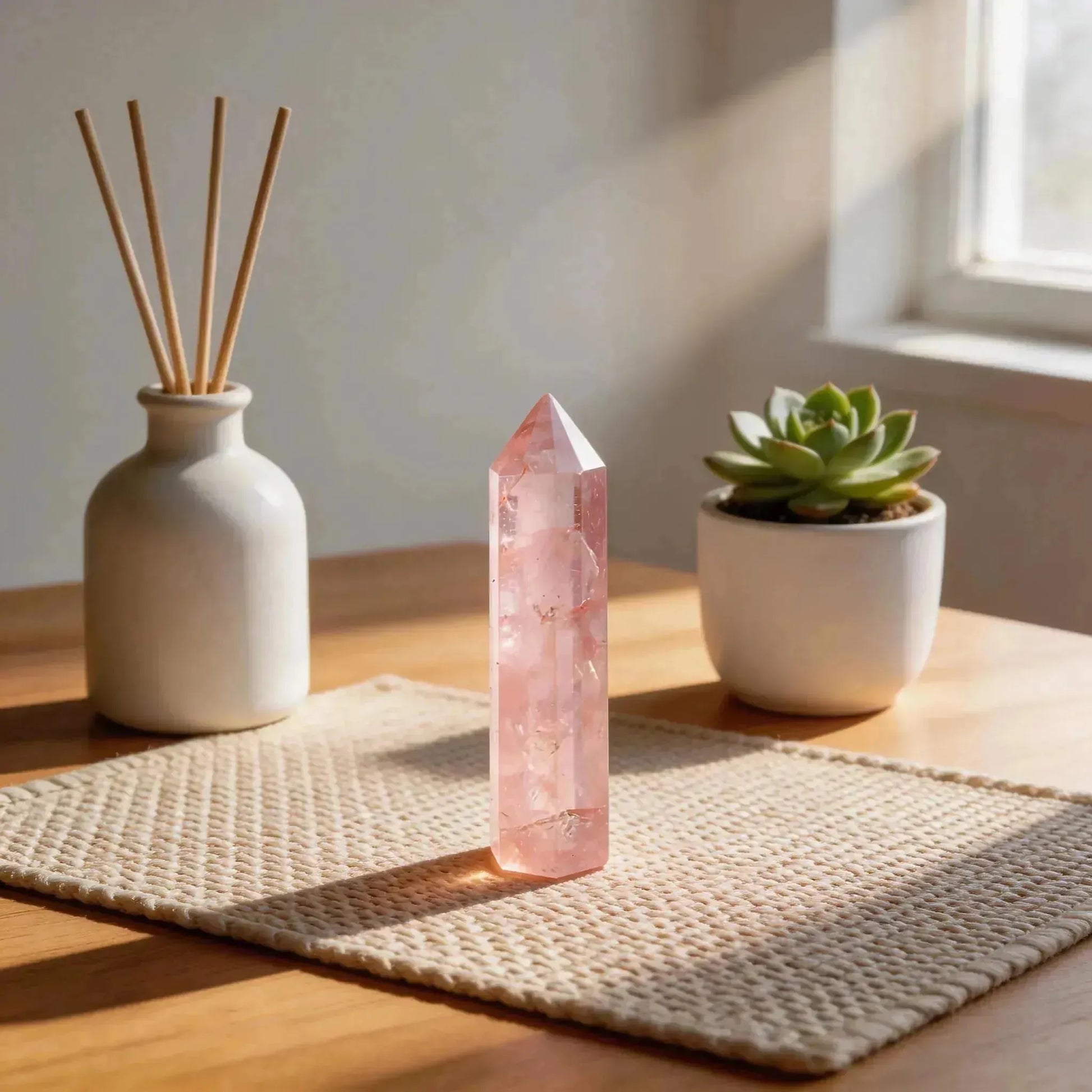 CHIGROVE Natural Rose Quartz Crystal Obelisk | Spiritual Crystal for Protection & Energy Focus - ChiGrove
