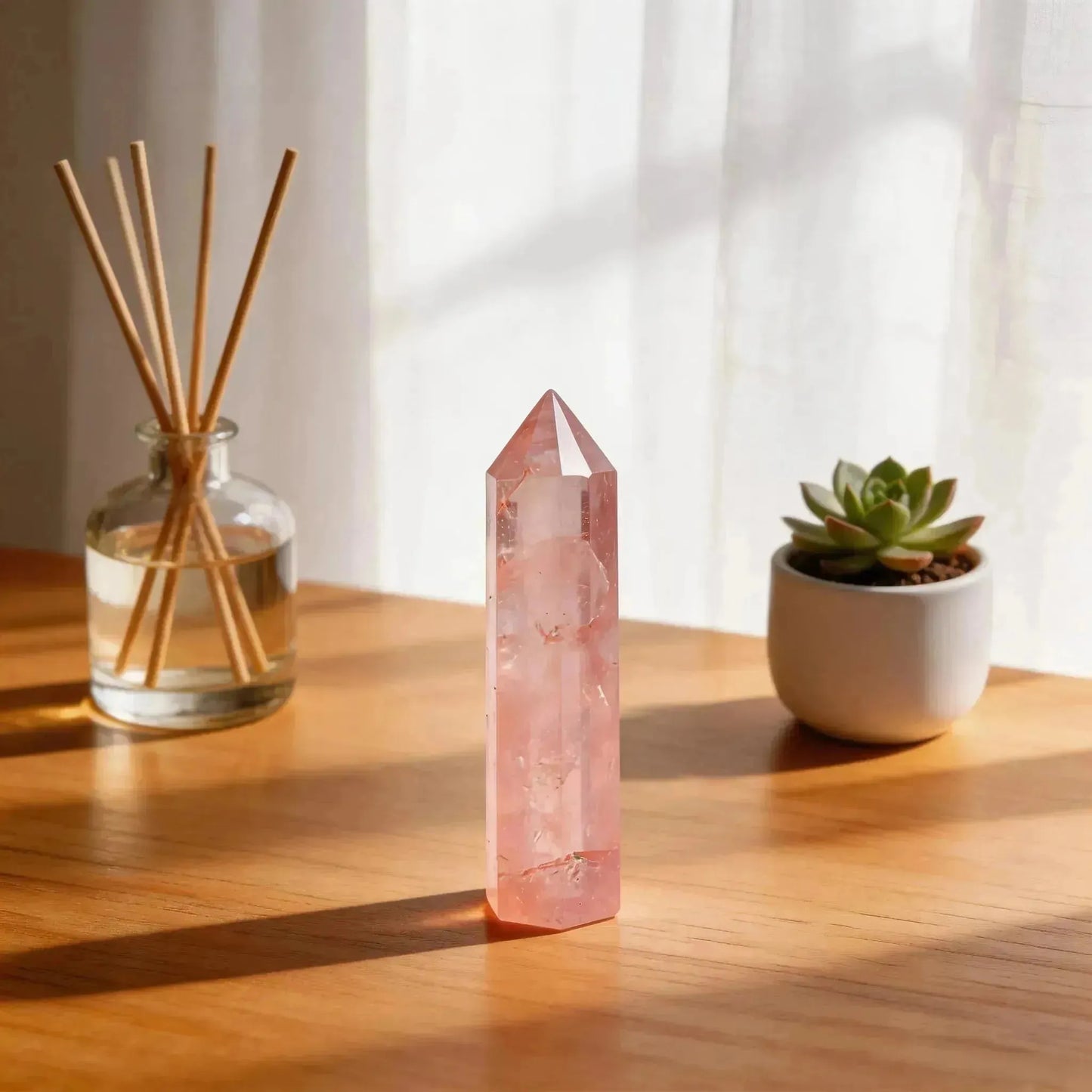 CHIGROVE Natural Rose Quartz Crystal Obelisk | Spiritual Crystal for Protection & Energy Focus - ChiGrove
