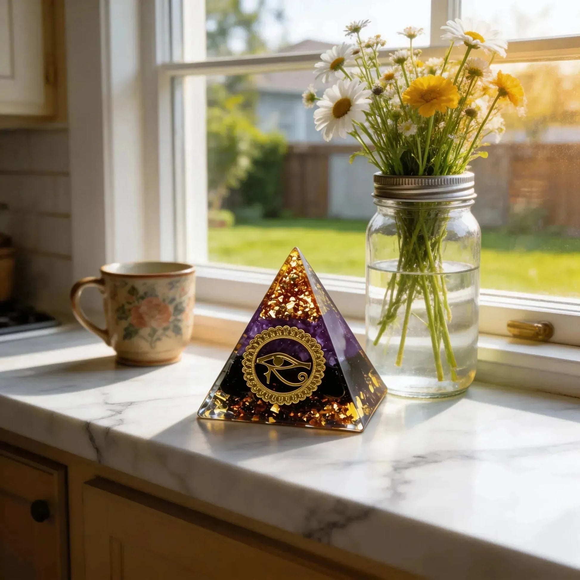 CHIGROVE NaturalEye of Horus Orgone Pyramid | Healing Crystal for Calm & Spiritual Balance - ChiGrove