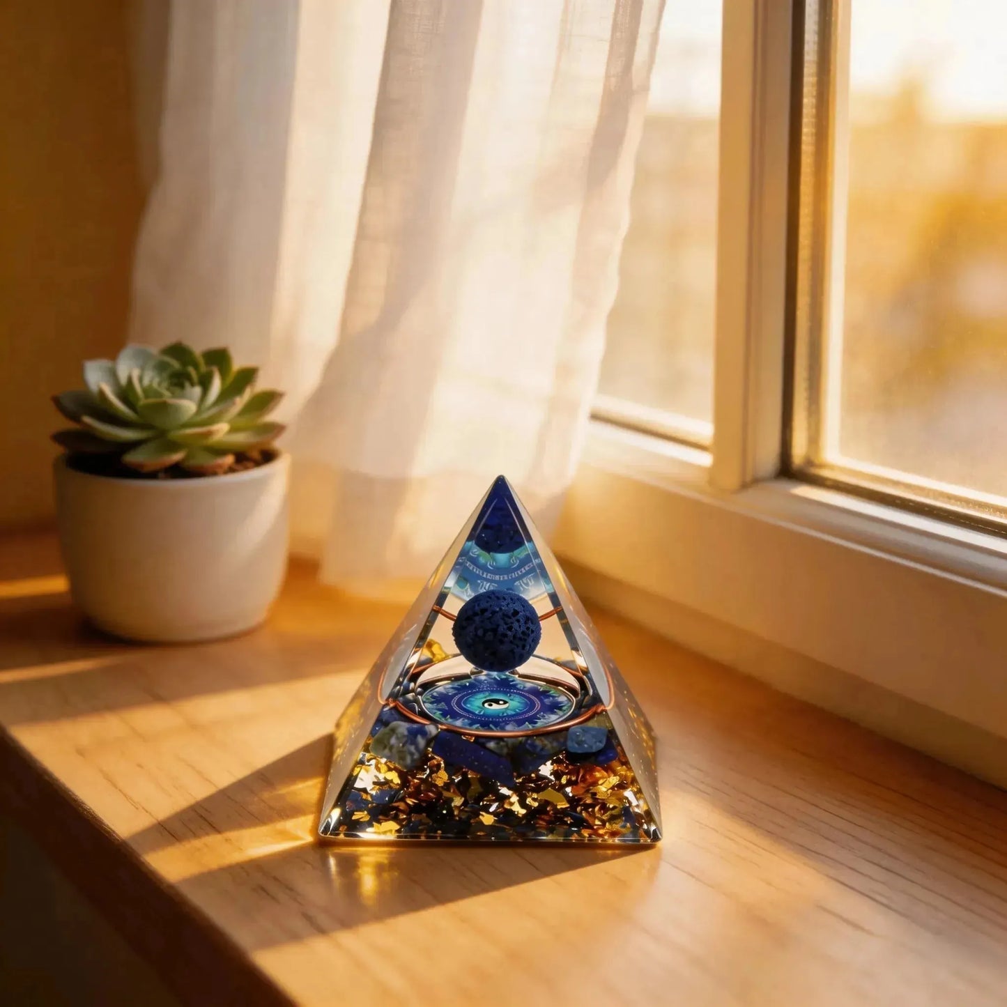 CHIGROVE Natural Lapis Lazuli Orgone Pyramid | Healing Crystal for Calm & Spiritual Balance - ChiGrove