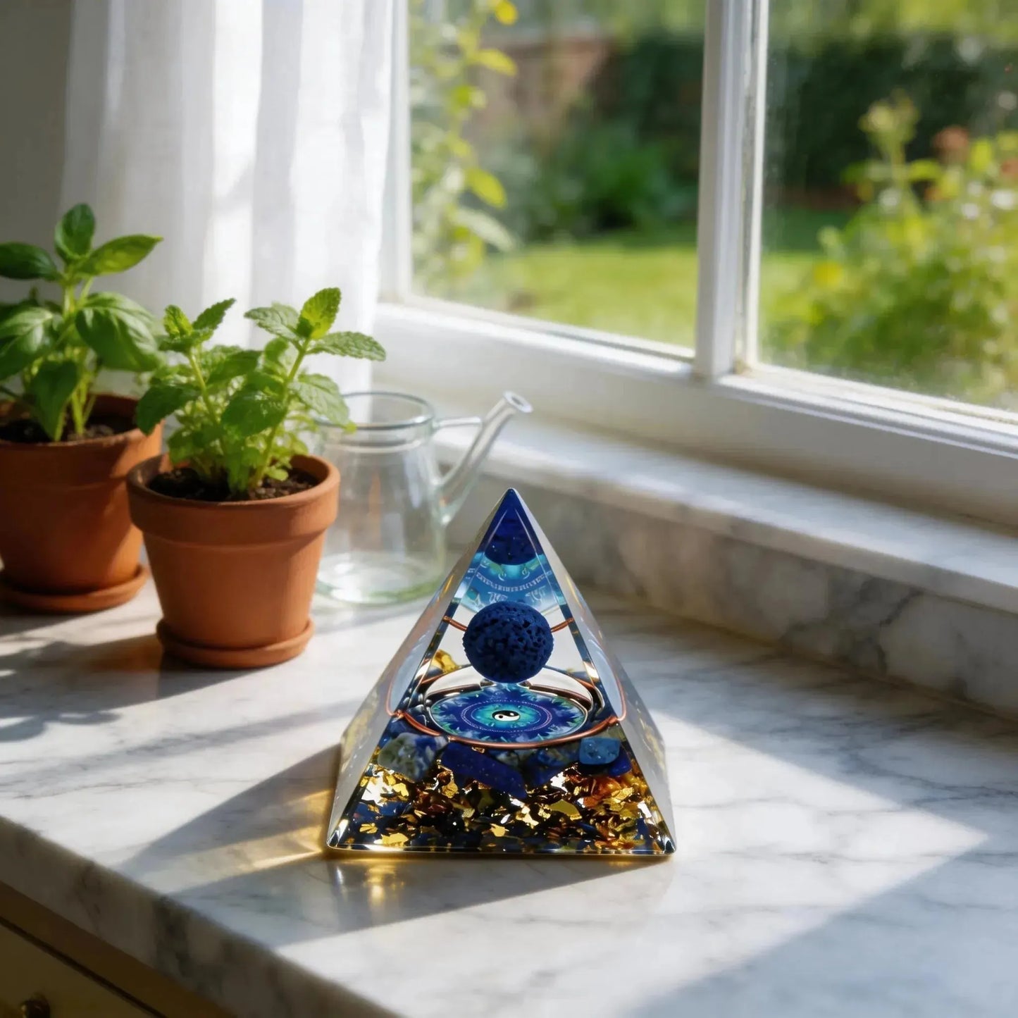 CHIGROVE Natural Lapis Lazuli Orgone Pyramid | Healing Crystal for Calm & Spiritual Balance - ChiGrove