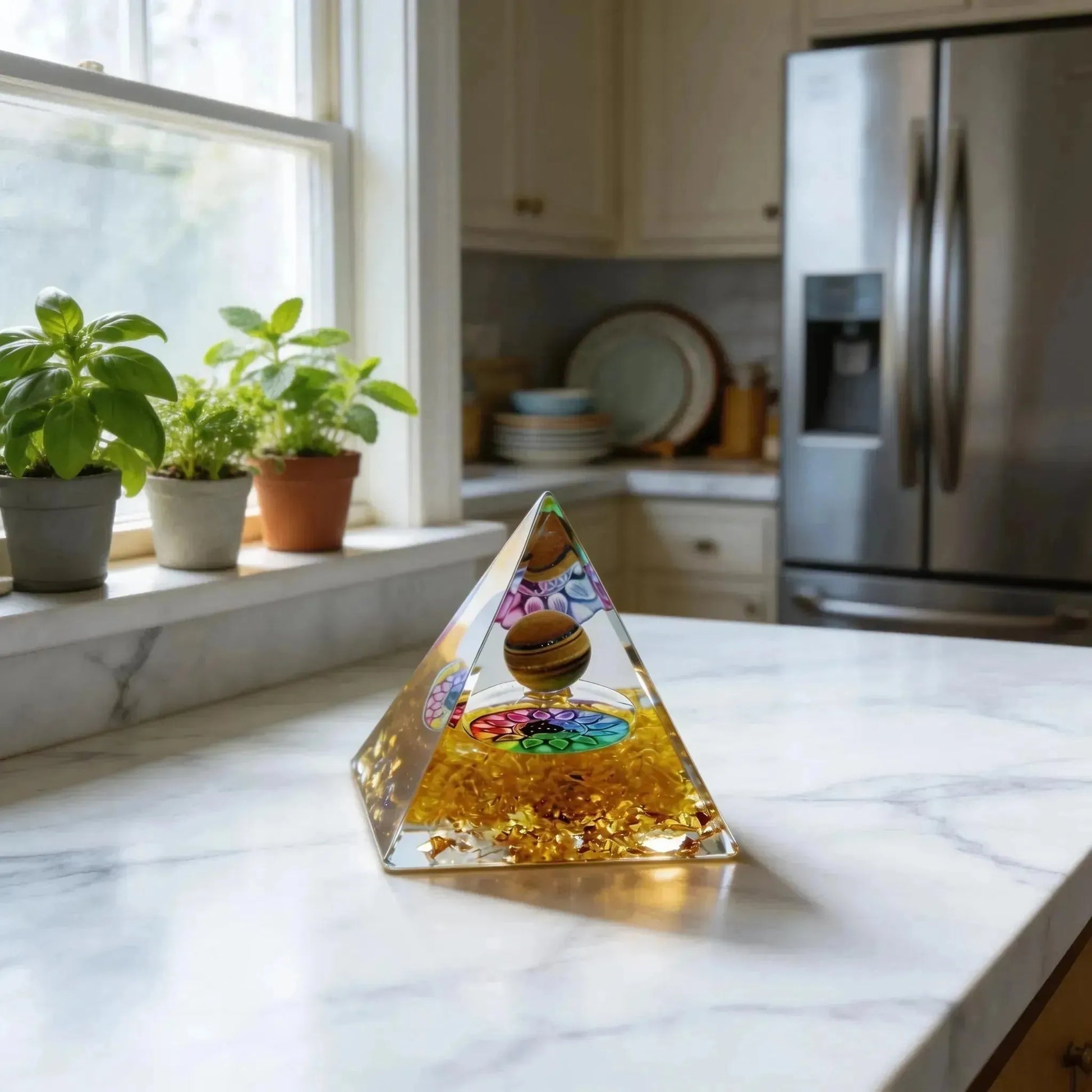 CHIGROVE Natural 7 Chakra Orgone Pyramid | Healing Crystal for Calm & Spiritual Balance - ChiGrove