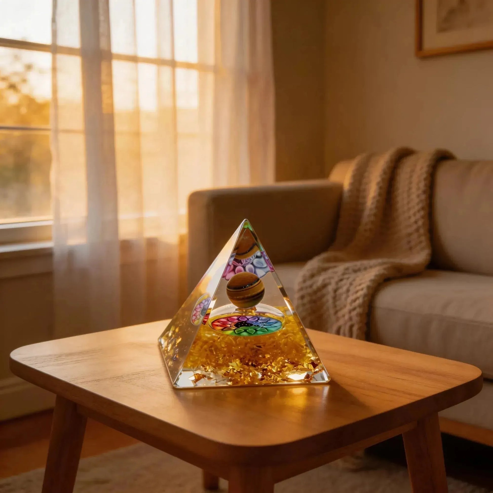 CHIGROVE Natural 7 Chakra Orgone Pyramid | Healing Crystal for Calm & Spiritual Balance - ChiGrove