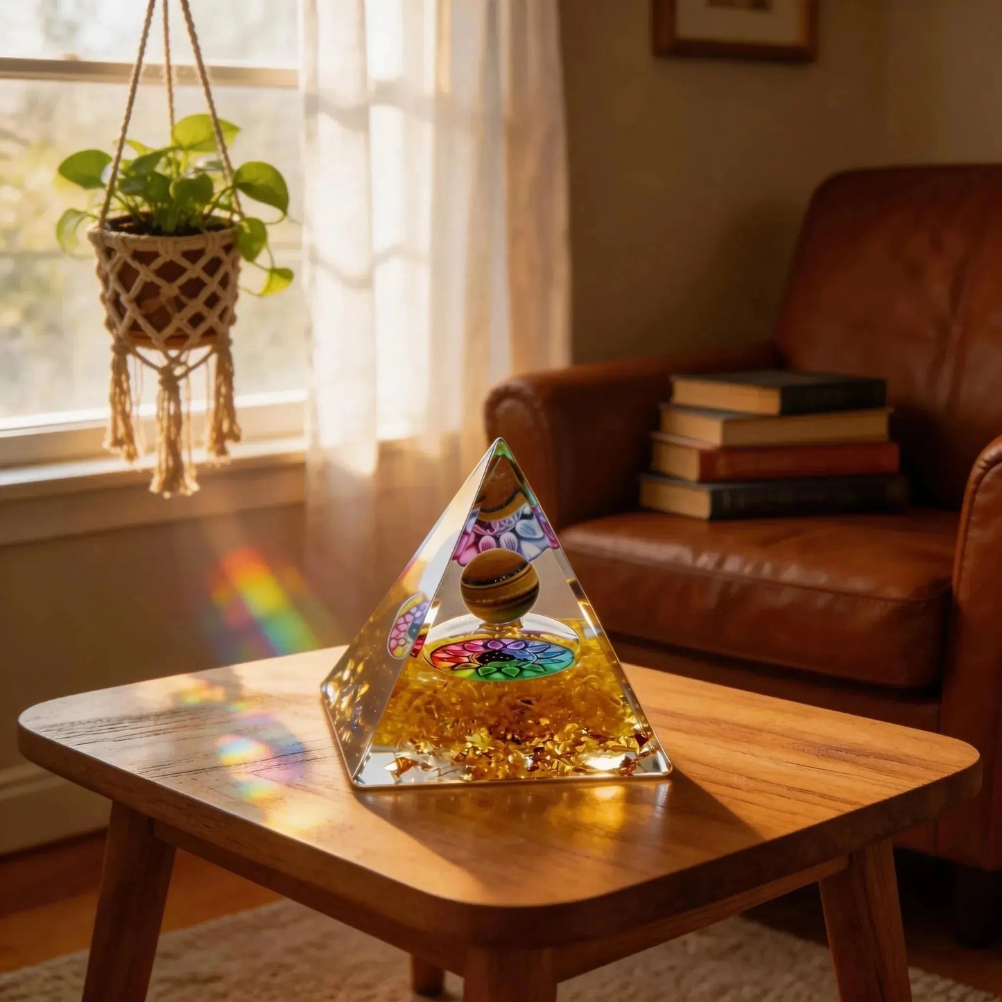 CHIGROVE Natural 7 Chakra Orgone Pyramid | Healing Crystal for Calm & Spiritual Balance - ChiGrove