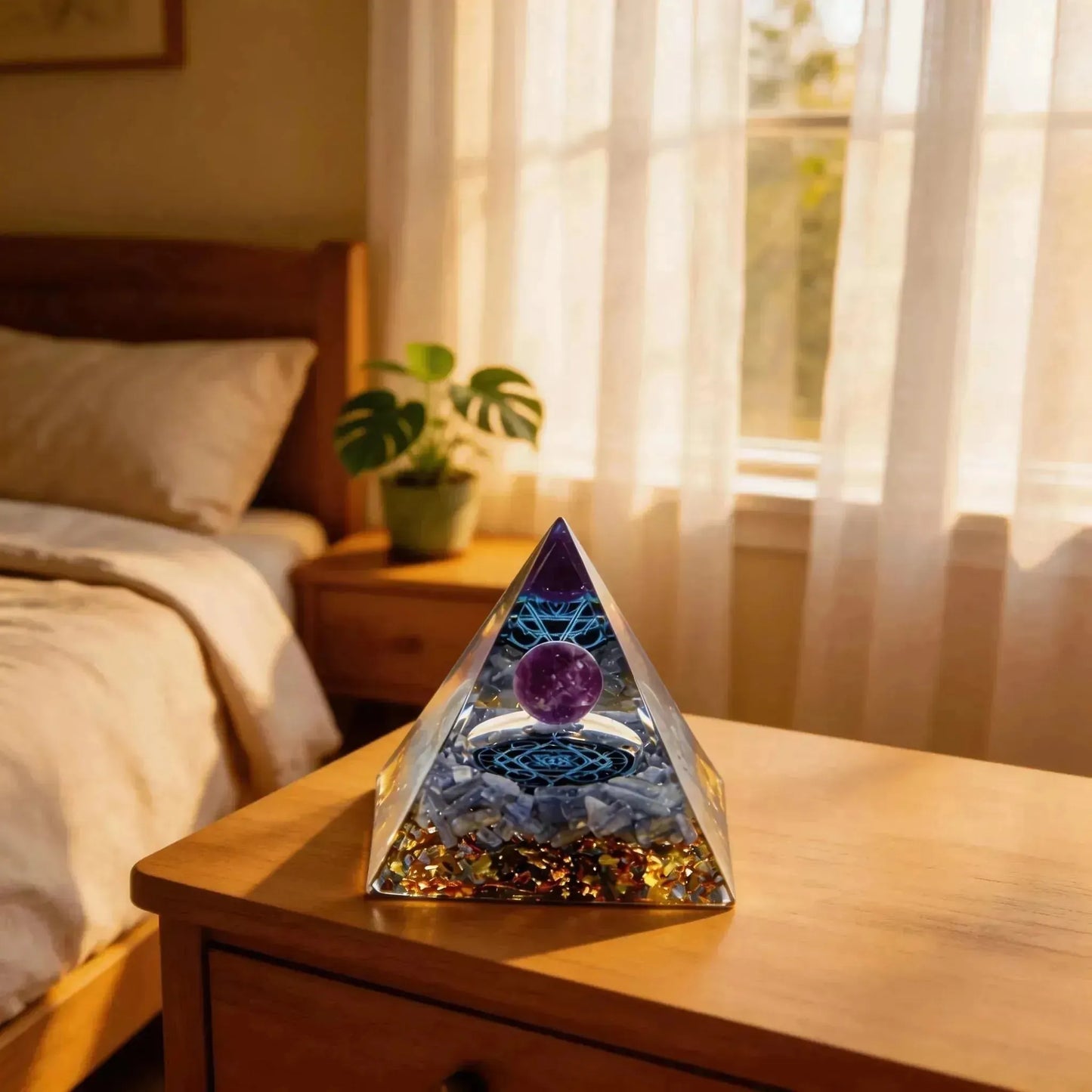 CHIGROVE Natural Amethyst Orgone Pyramid | Healing Crystal for Calm & Spiritual Balance - ChiGrove