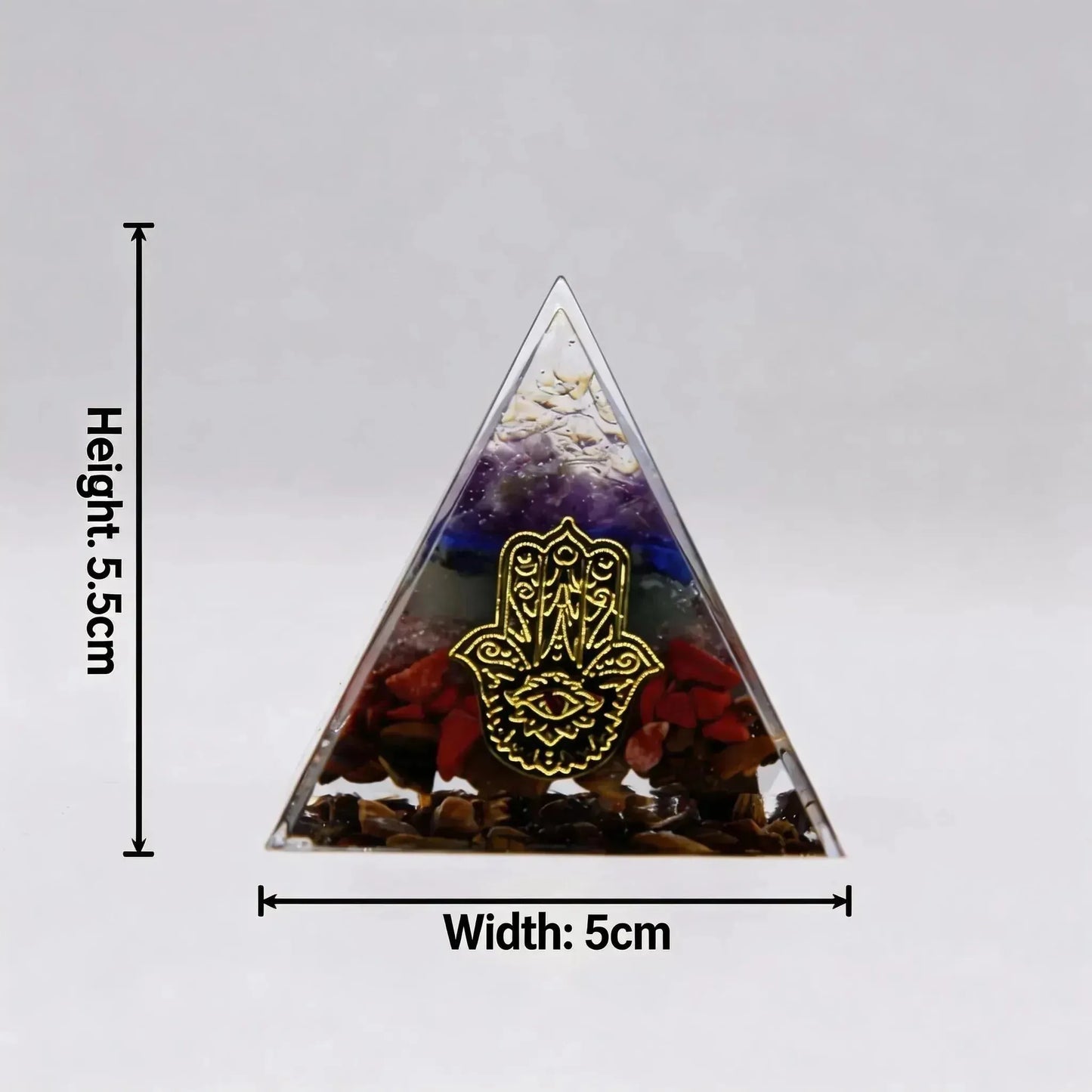 CHIGROVE Natural 7 Chakra Orgone Pyramid with Hamsa Hand | Healing Crystal for Calm & Spiritual Balance - ChiGrove