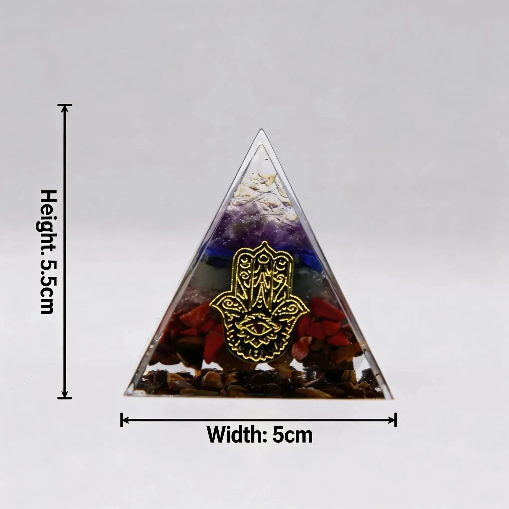 CHIGROVE Natural 7 Chakra Orgone Pyramid with Hamsa Hand | Healing Crystal for Calm & Spiritual Balance - ChiGrove