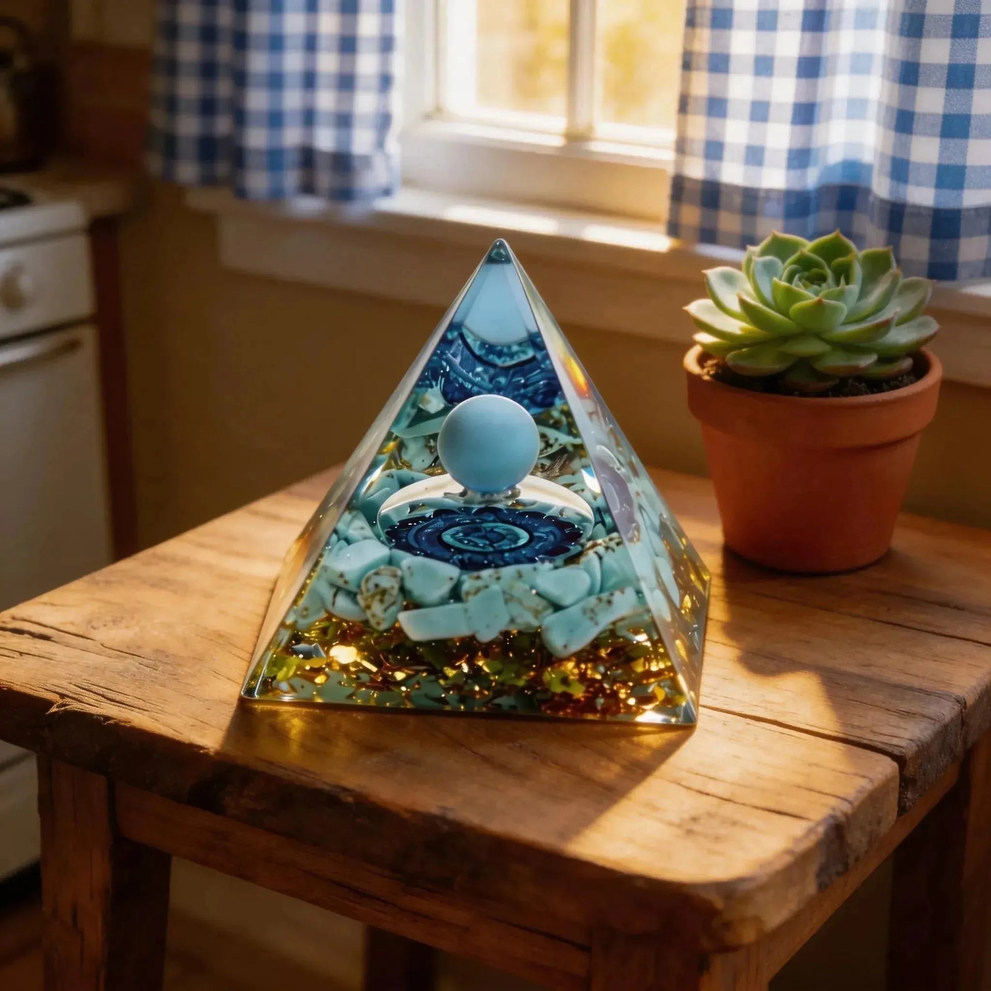 CHIGROVE Natural Turquoise Orgone Pyramid | Healing Crystal for Calm & Spiritual Balance - ChiGrove
