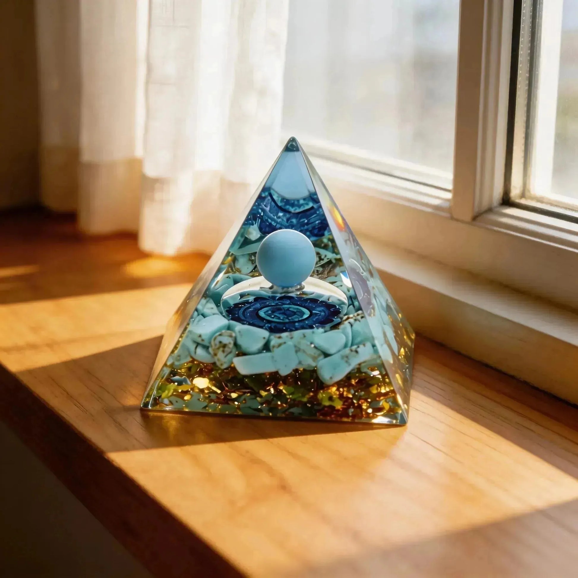 CHIGROVE Natural Turquoise Orgone Pyramid | Healing Crystal for Calm & Spiritual Balance - ChiGrove