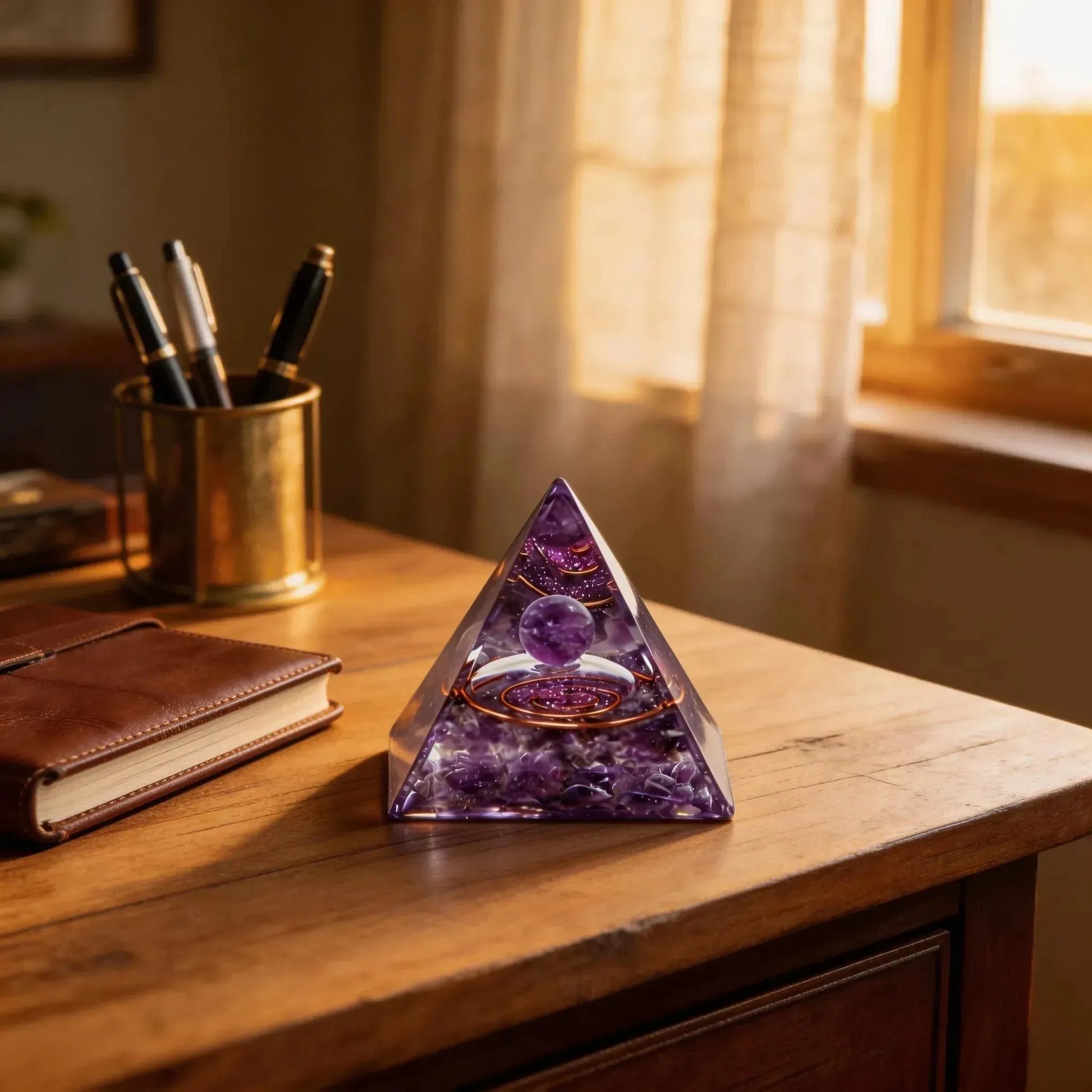 CHIGROVE Natural Amethyst Pyramid | Healing Crystal for Calm & Spiritual Balance - ChiGrove