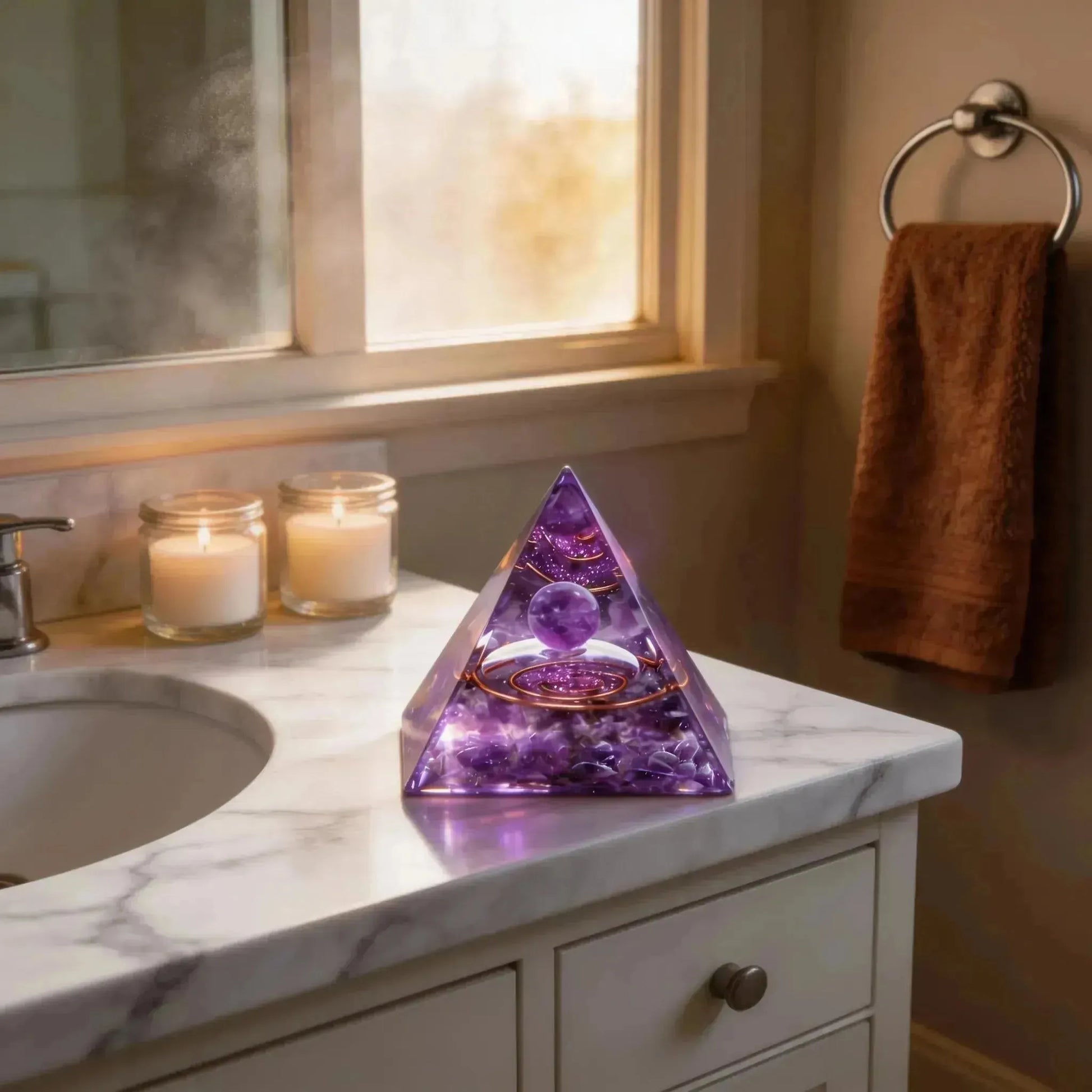 CHIGROVE Natural Amethyst Pyramid | Healing Crystal for Calm & Spiritual Balance - ChiGrove