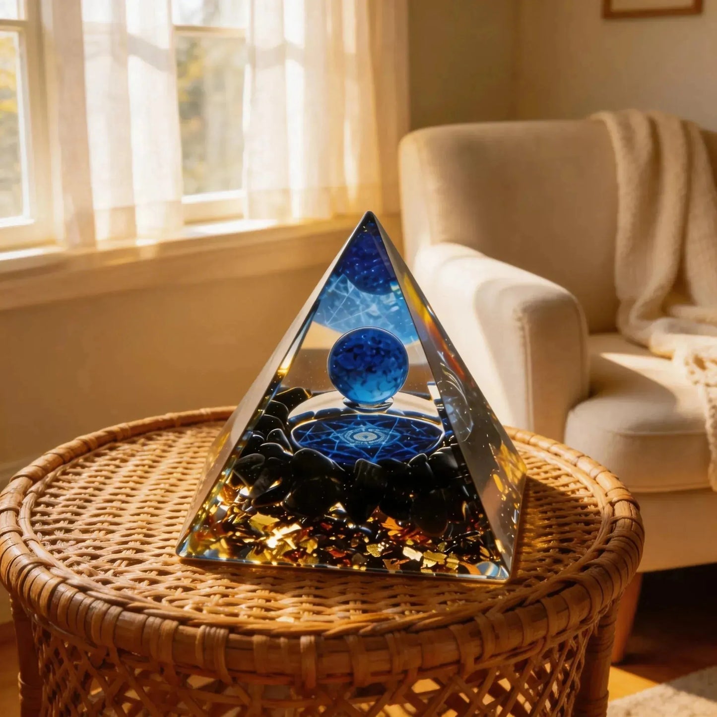 CHIGROVE Natural Lapis Lazuli Orgone Pyramid | Healing Crystal for Calm & Spiritual Balance - ChiGrove