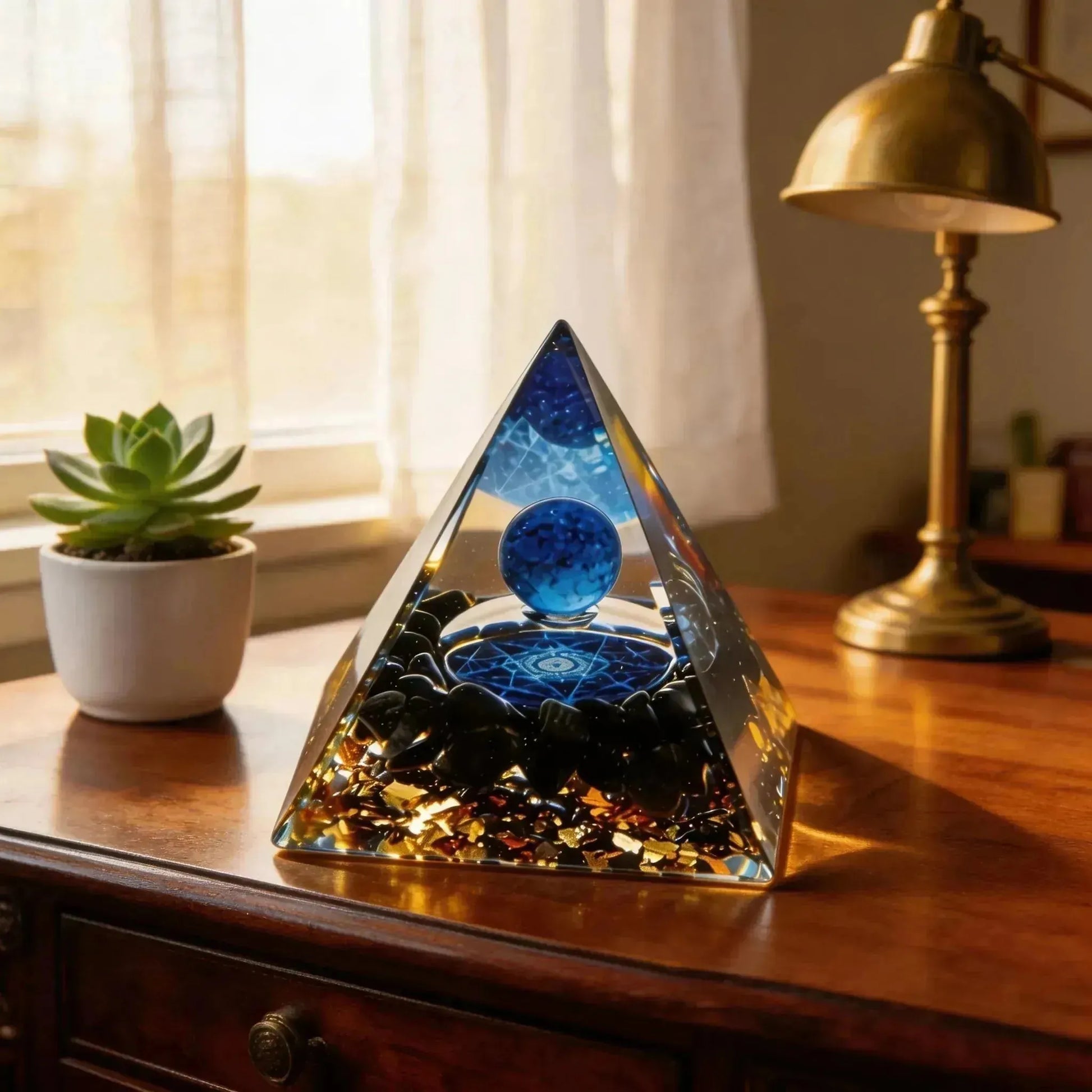 CHIGROVE Natural Lapis Lazuli Orgone Pyramid | Healing Crystal for Calm & Spiritual Balance - ChiGrove