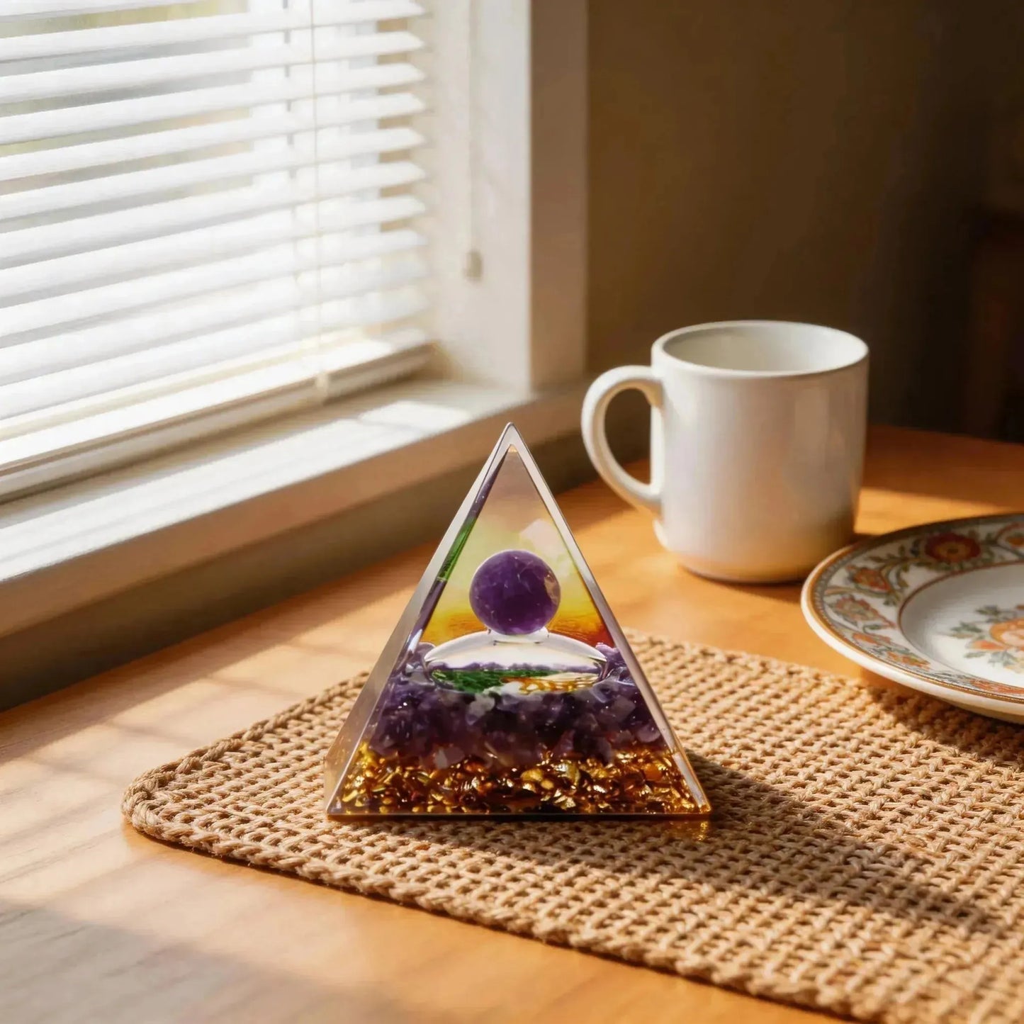 CHIGROVE Natural Amethyst Sphere Orgone Pyramid | Healing Crystal for Calm & Spiritual Balance - ChiGrove