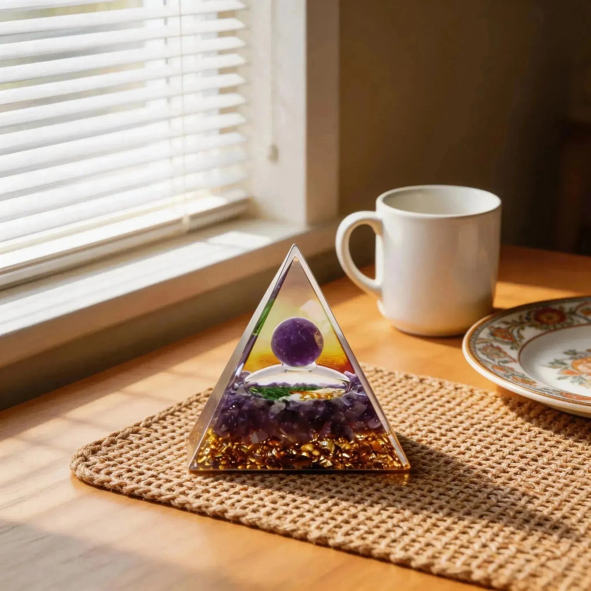 CHIGROVE Natural Amethyst Sphere Orgone Pyramid | Healing Crystal for Calm & Spiritual Balance - ChiGrove