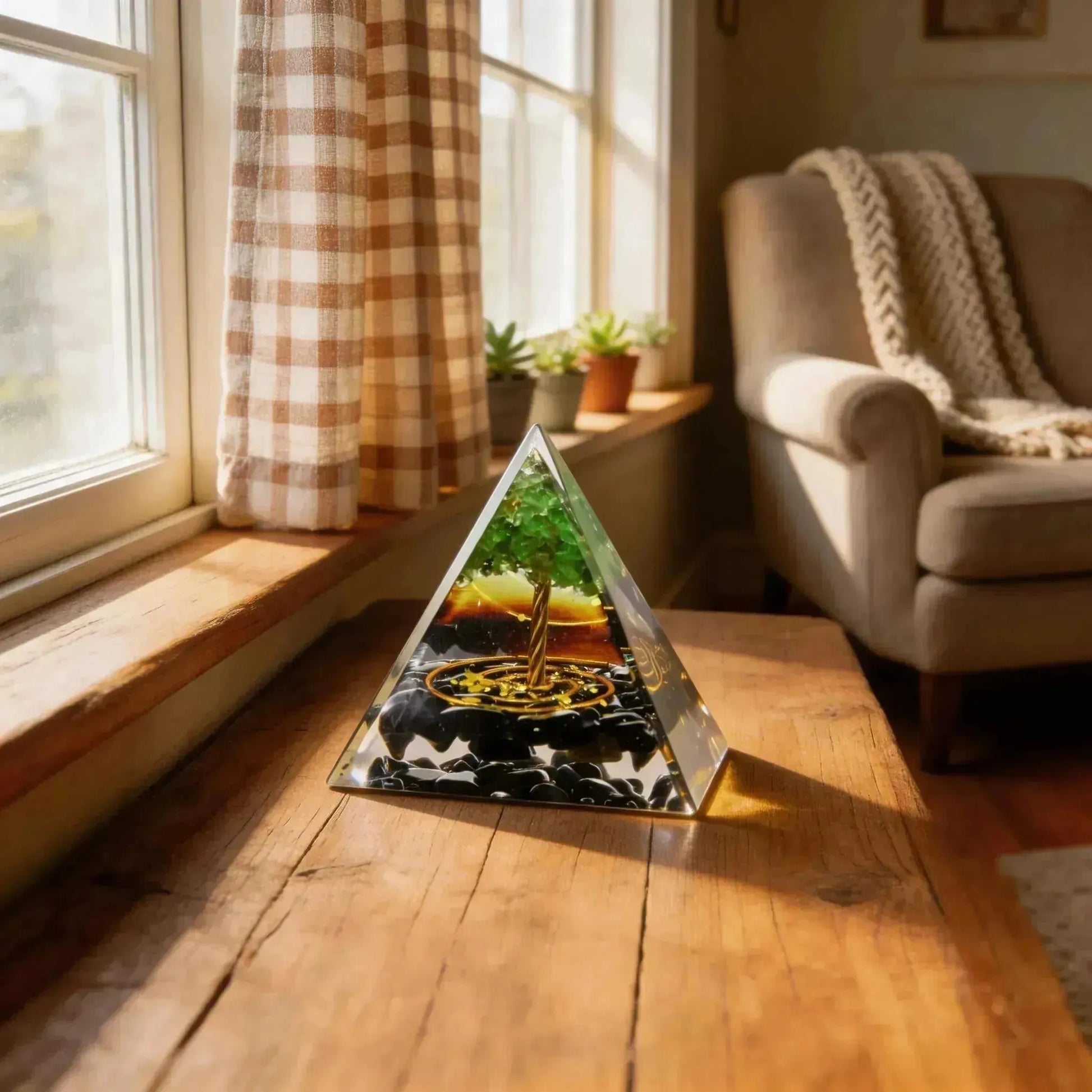 CHIGROVE Natural Peridot Tree of Life Orgone Pyramid | Healing Crystal for Calm & Spiritual Balance - ChiGrove