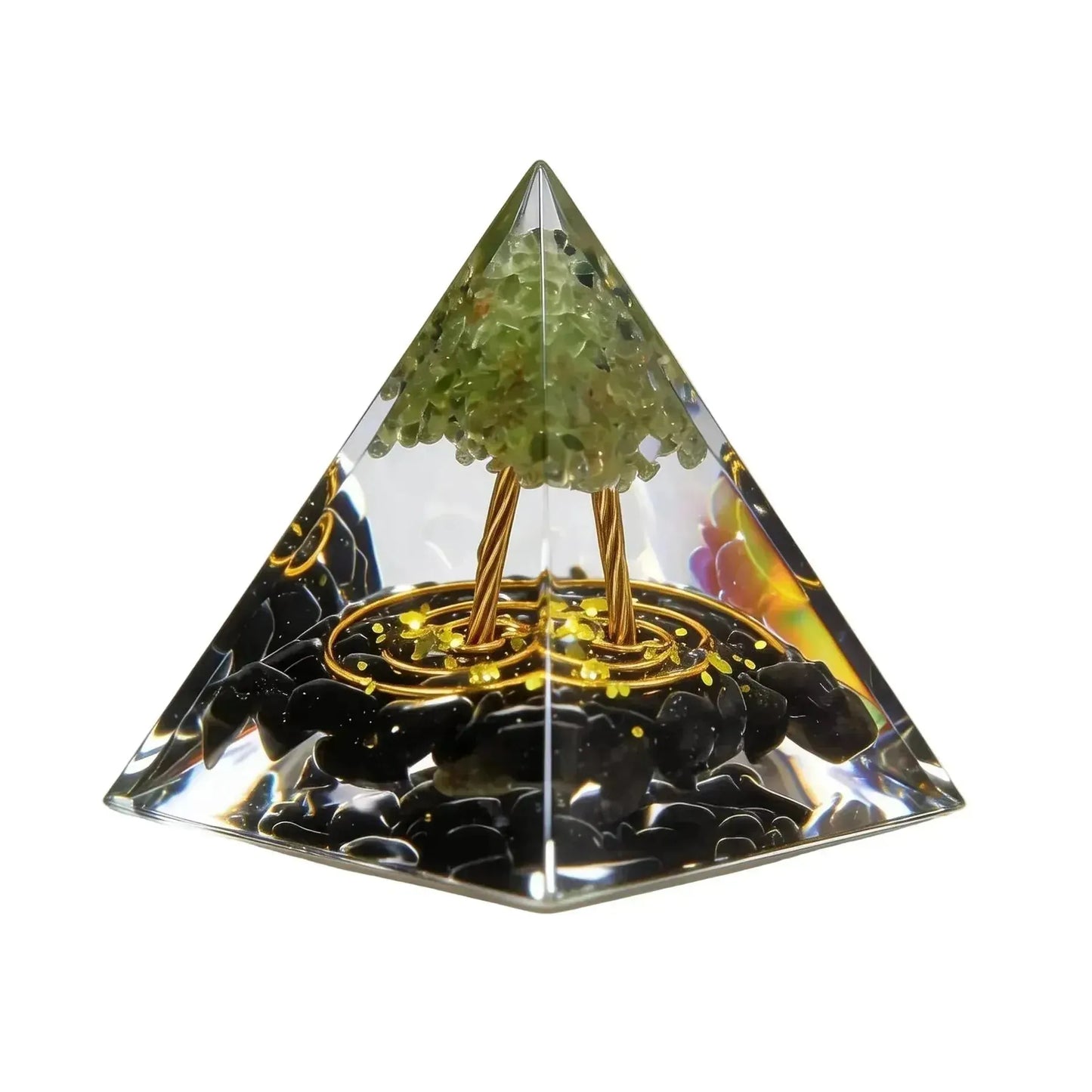CHIGROVE Natural Peridot Tree of Life Orgone Pyramid | Healing Crystal for Calm & Spiritual Balance - ChiGrove