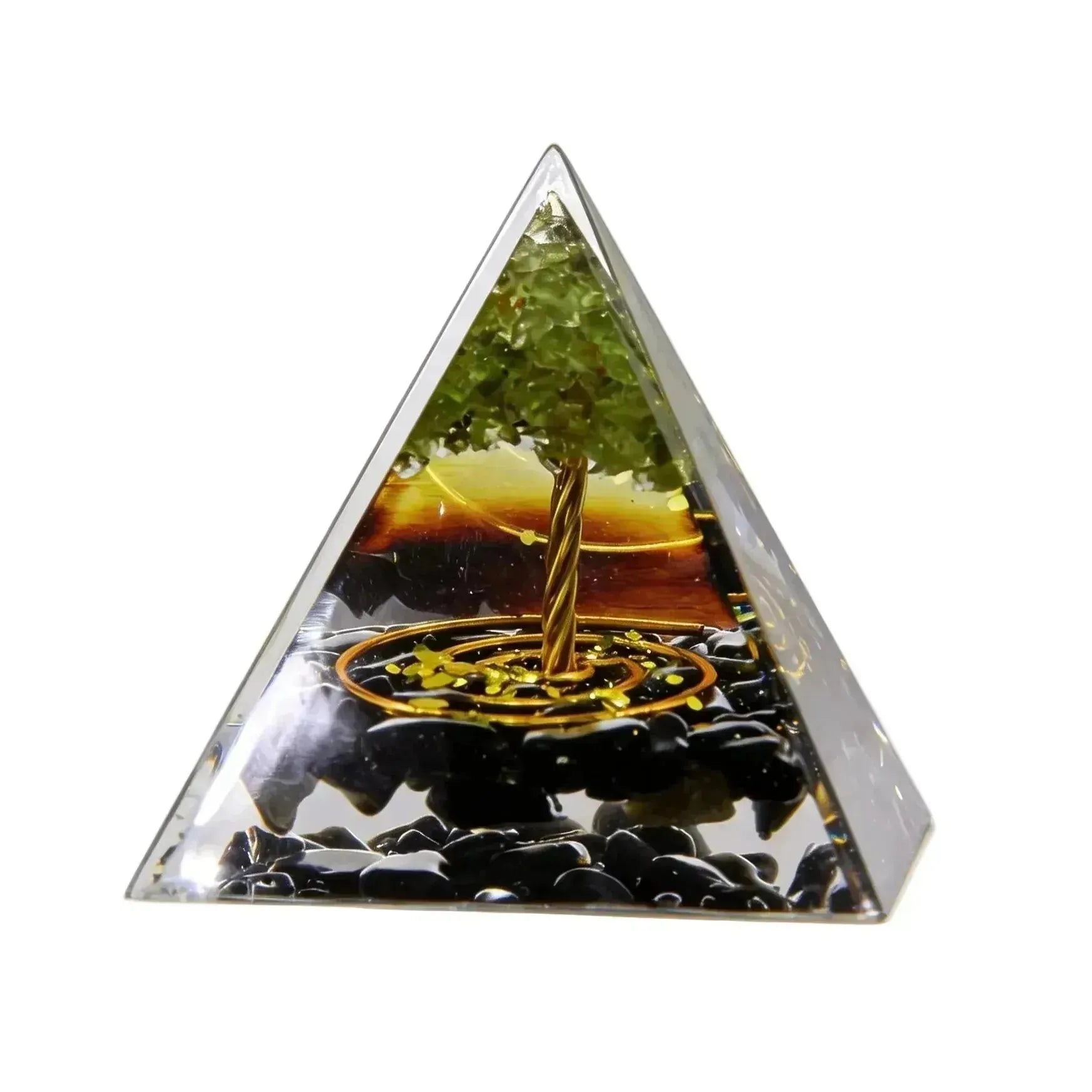CHIGROVE Natural Peridot Tree of Life Orgone Pyramid | Healing Crystal for Calm & Spiritual Balance - ChiGrove