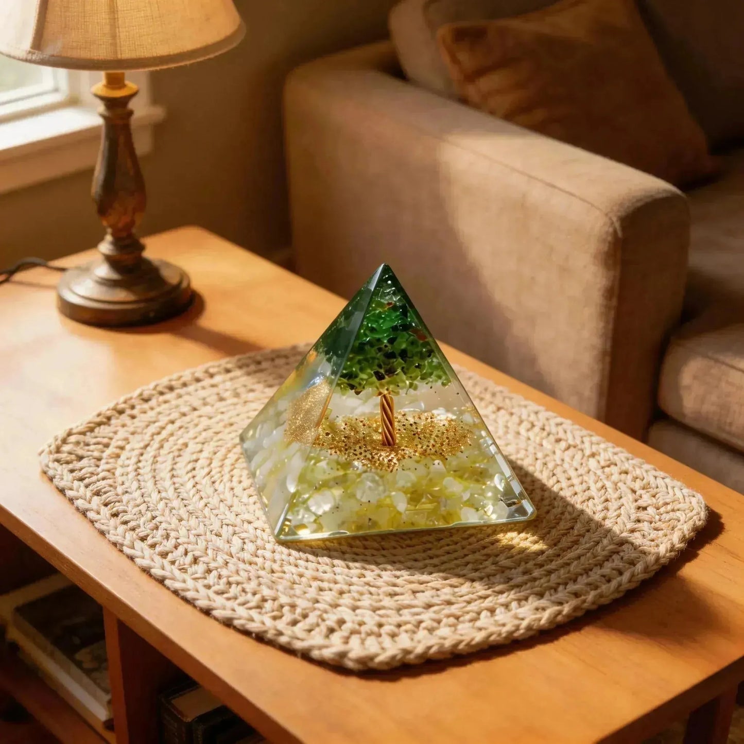 CHIGROVE Natural Peridot Tree of Life Pyramid | Healing Crystal for Calm & Spiritual Balance - ChiGrove