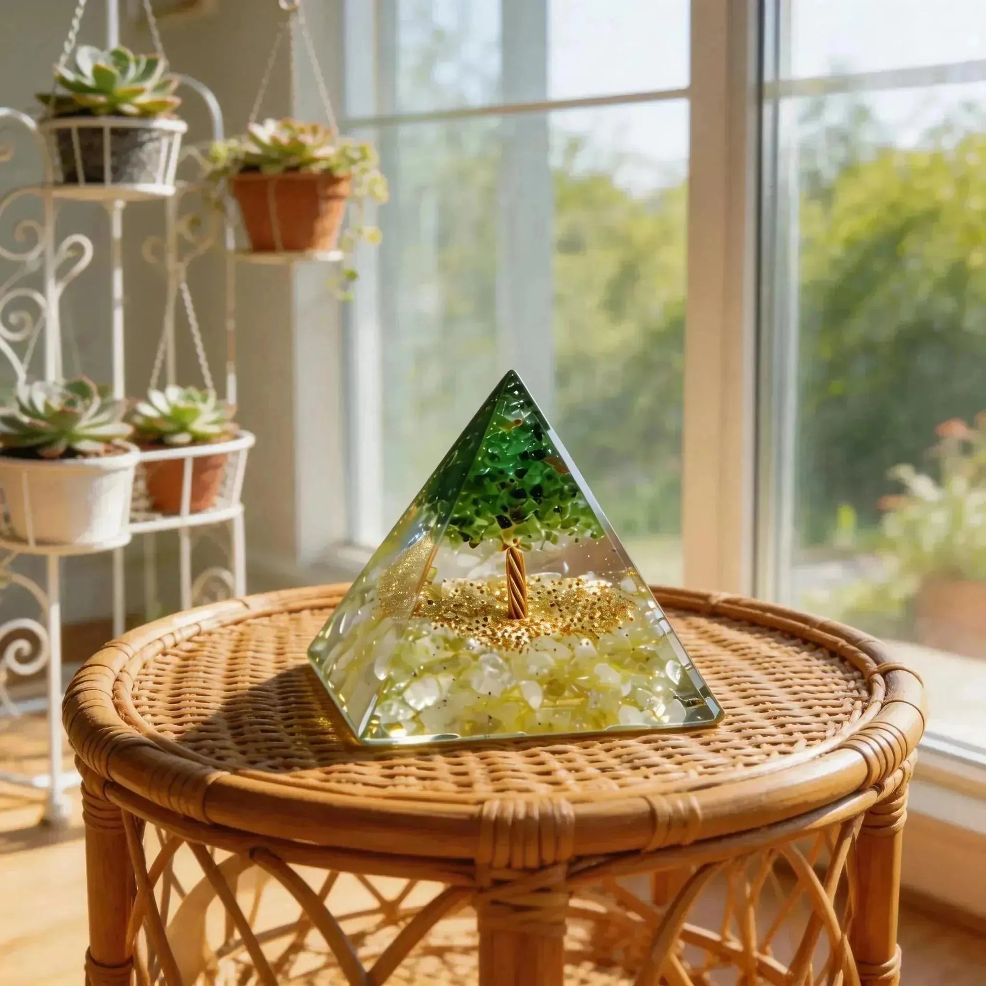 CHIGROVE Natural Peridot Tree of Life Pyramid | Healing Crystal for Calm & Spiritual Balance - ChiGrove