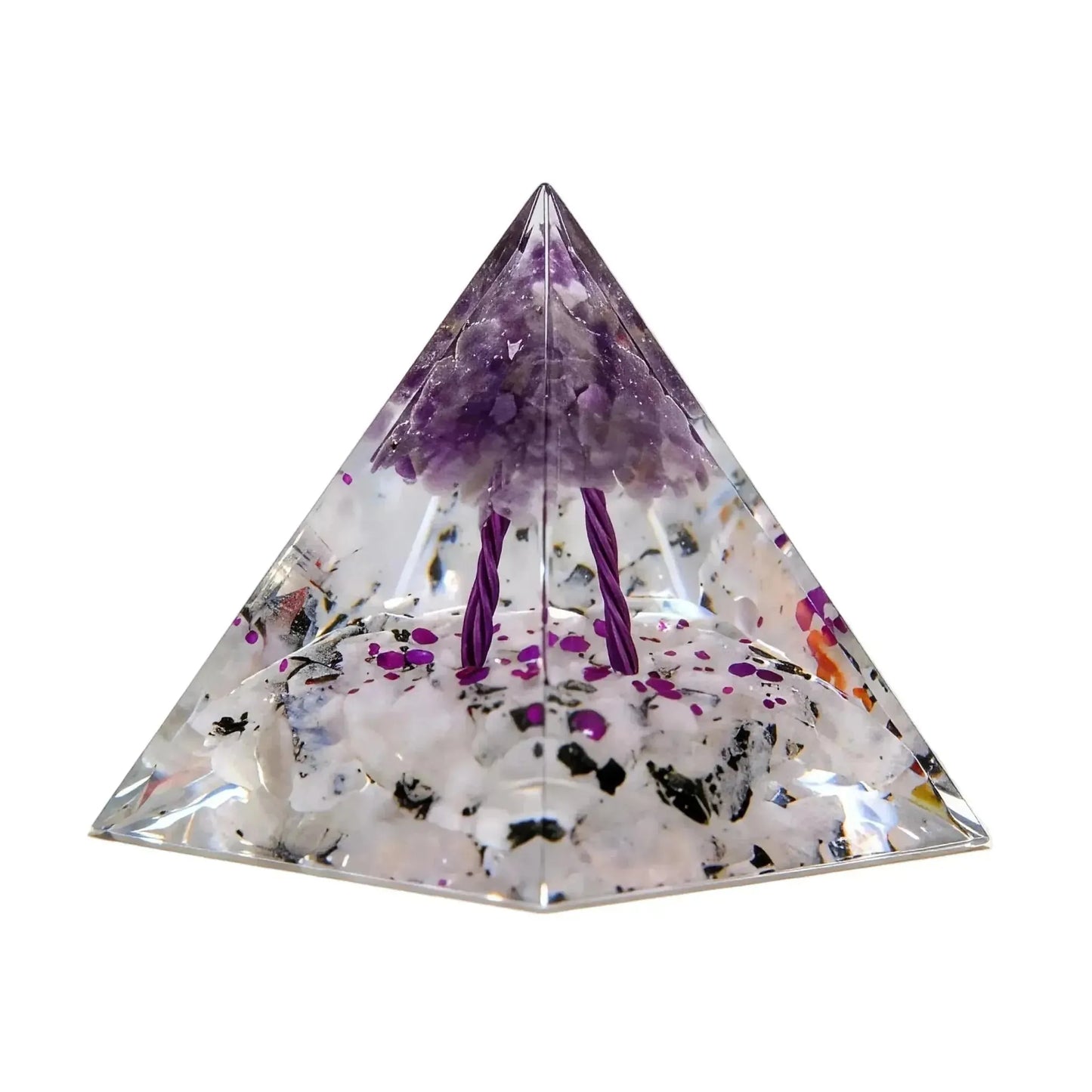 CHIGROVE Natural Amethyst Tree of Life Orgone Pyramid | Healing Crystal for Calm & Spiritual Balance - ChiGrove