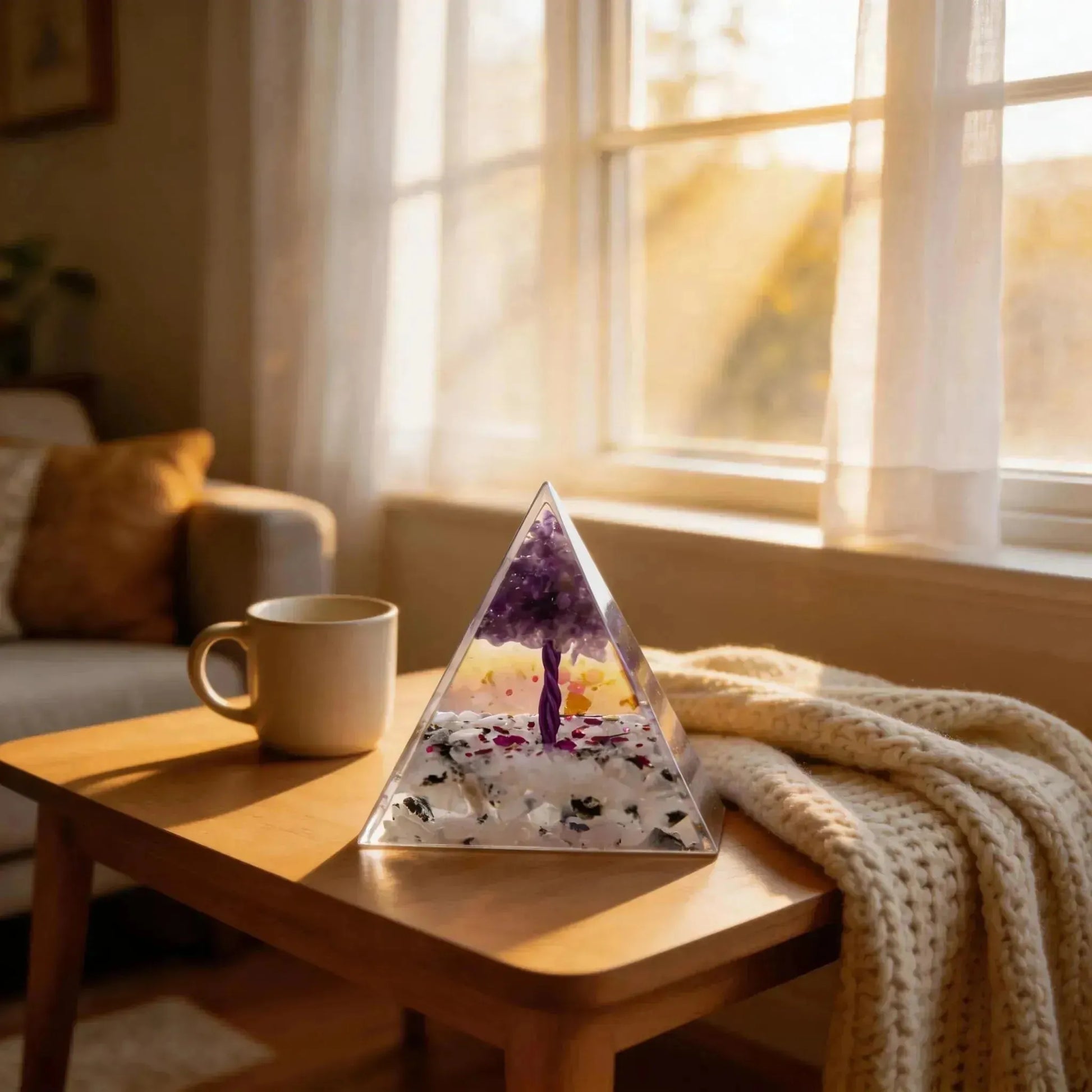 CHIGROVE Natural Amethyst Tree of Life Orgone Pyramid | Healing Crystal for Calm & Spiritual Balance - ChiGrove
