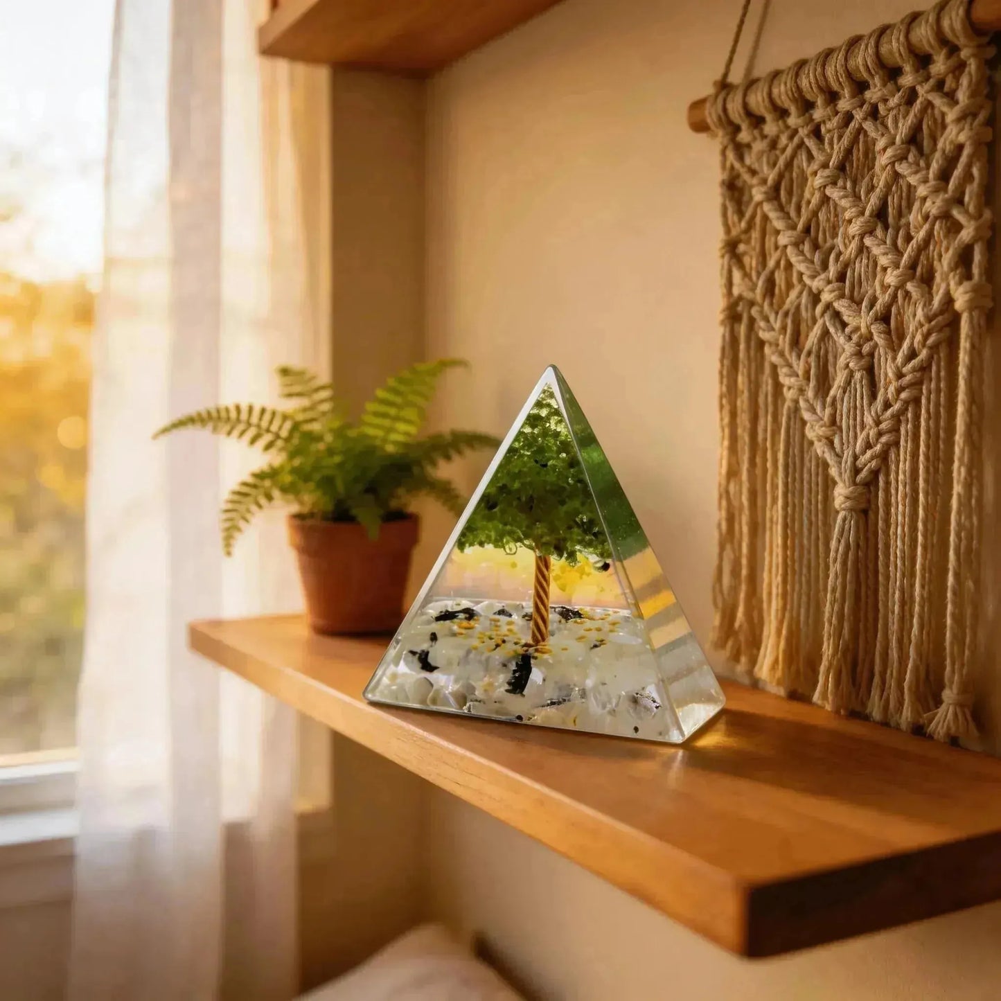 CHIGROVE Natural Peridot Tree of Life Orgone Pyramid | Healing Crystal for Calm & Spiritual Balance - ChiGrove