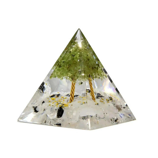 CHIGROVE Natural Peridot Tree of Life Orgone Pyramid | Healing Crystal for Calm & Spiritual Balance - ChiGrove