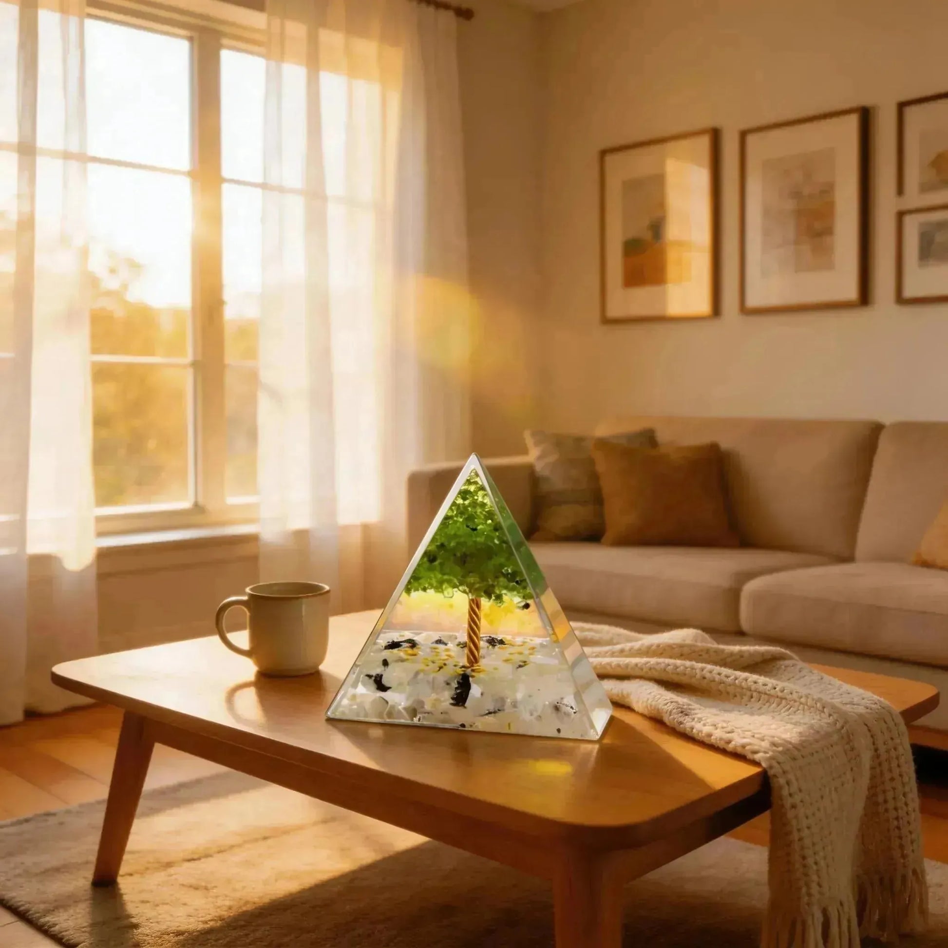 CHIGROVE Natural Peridot Tree of Life Orgone Pyramid | Healing Crystal for Calm & Spiritual Balance - ChiGrove
