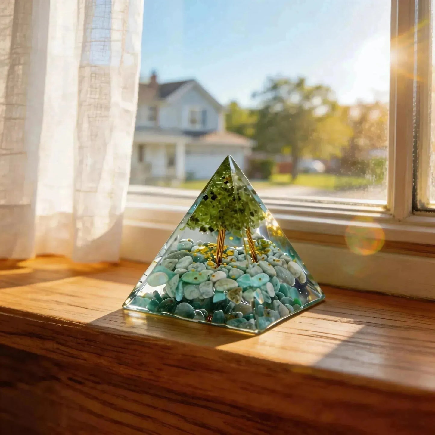 CHIGROVE Natural Peridot Tree of Life Orgone Pyramid | Healing Crystal for Calm & Spiritual Balance - ChiGrove
