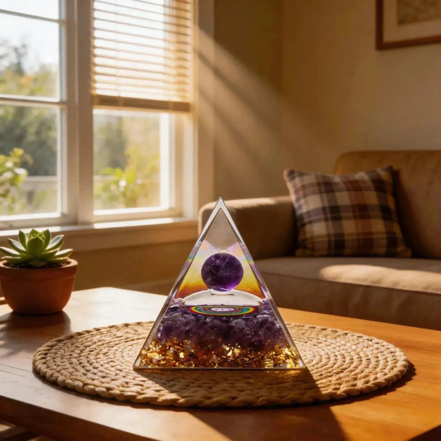 CHIGROVE Natural Amethyst Orgone Pyramid | Healing Crystal for Calm & Spiritual Balance - ChiGrove