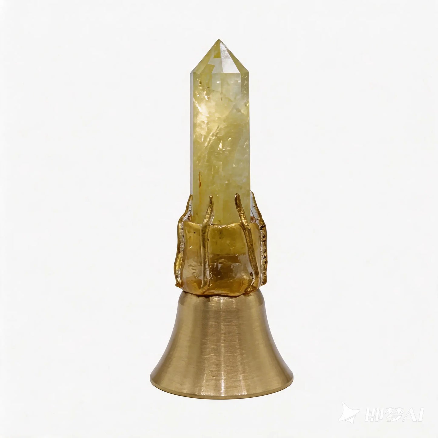 Citrine Crystal Bell  Handcrafted Abundance Stone Ritual Tool & Healing Decor on Brass Stand