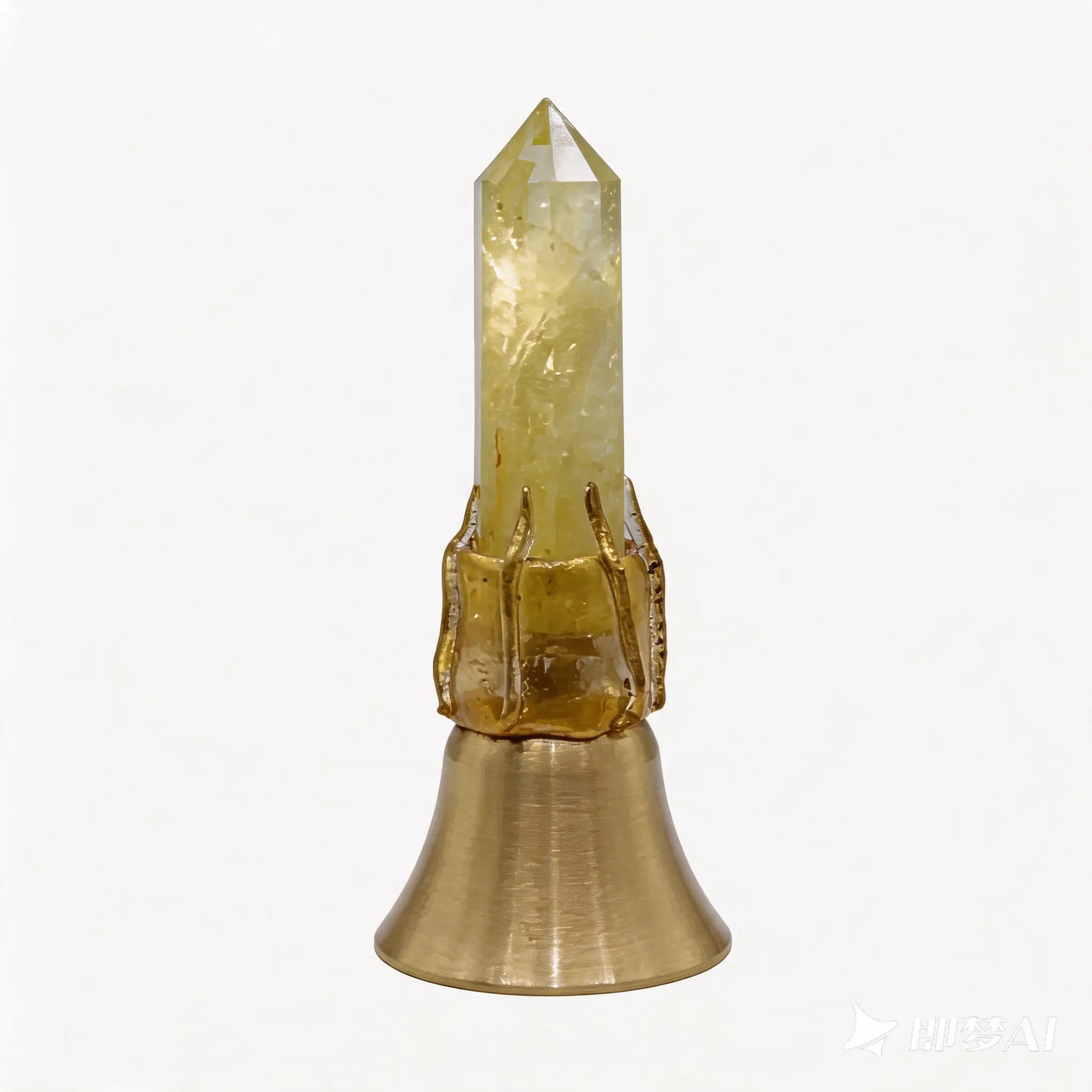 Citrine Crystal Bell  Handcrafted Abundance Stone Ritual Tool & Healing Decor on Brass Stand