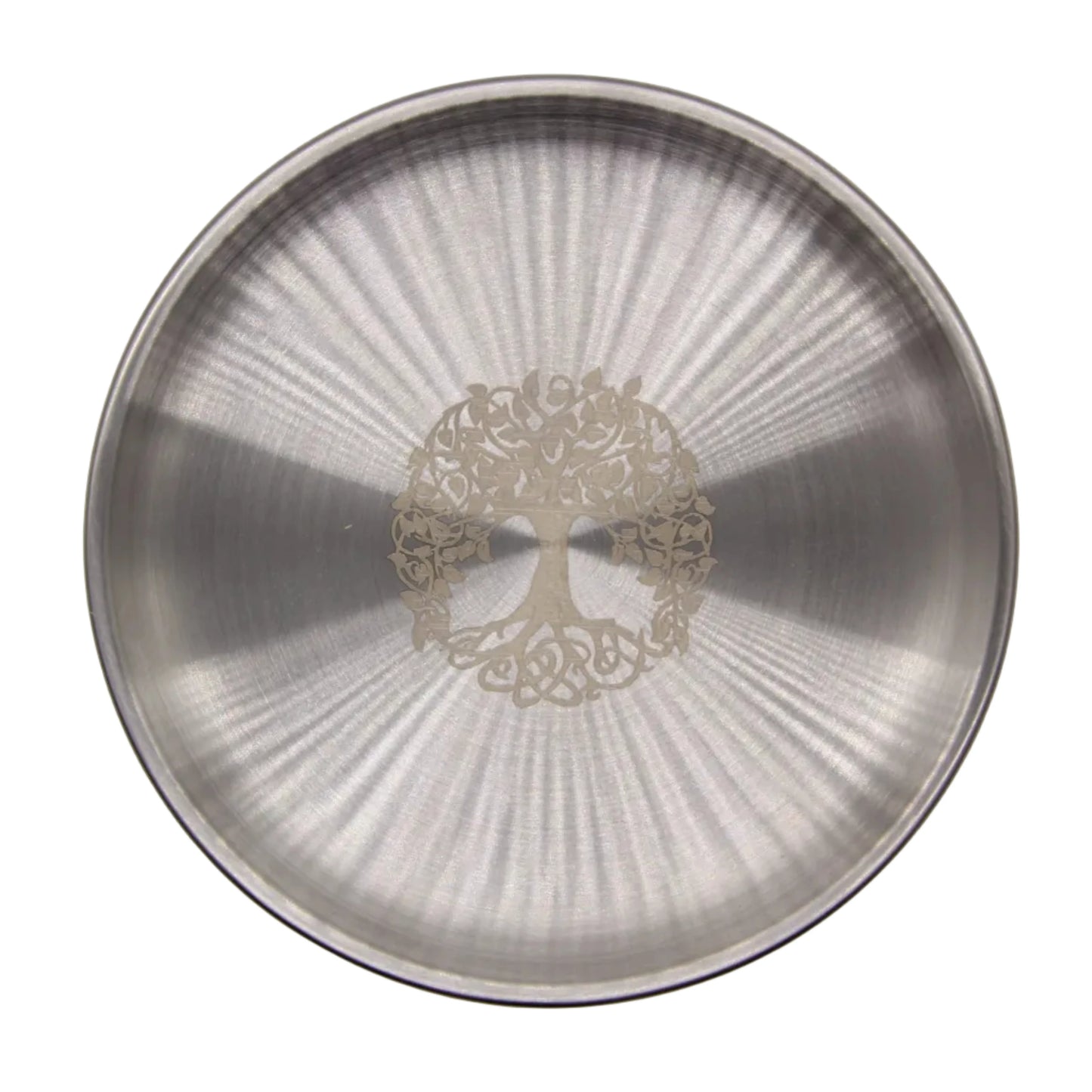 Tree of Life Crystal Display Tray — Engraved Stainless Steel Altar Plate for Crystals, Jewelry & Healing Rituals