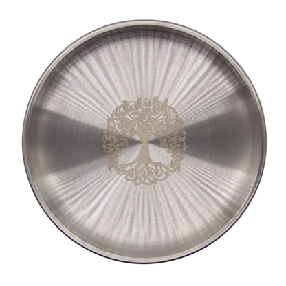 Tree of Life Crystal Display Tray — Engraved Stainless Steel Altar Plate for Crystals, Jewelry & Healing Rituals