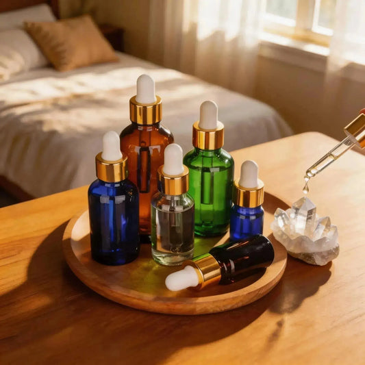 CHIGROVE Multi - size Colored Glass Dropper Bottle Set | Crystal Healing DIY - ChiGrove