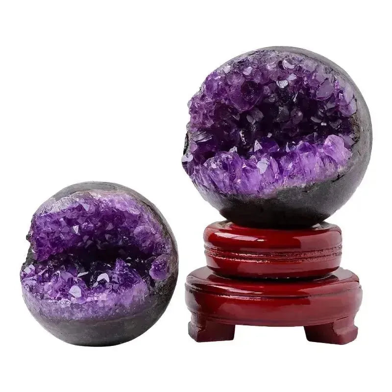 CHIGROVE Natural Amethyst Geode Sphere | Healing Crystal Decor for Home Meditation - ChiGrove
