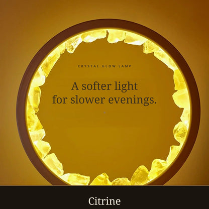 Glow Lamp — Raw Crystal LED Night Light with Wooden Ring