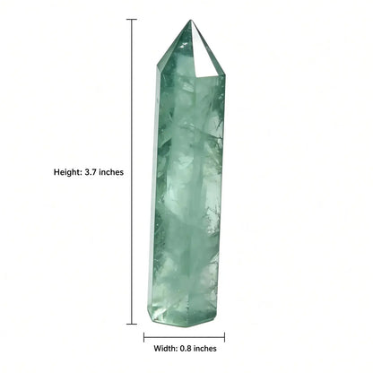 Green fluorite crystal tower, 3.7" H × 0.8" W