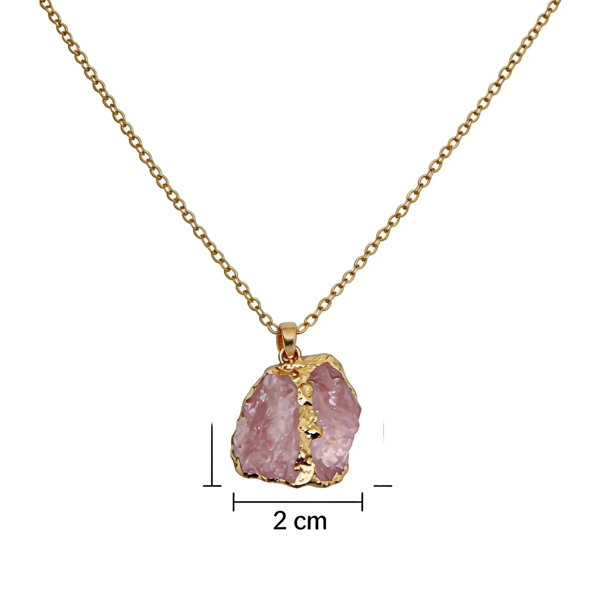 CHIGROVE Natural Raw Rose Quartz Crystal Necklace | Healing Jewelry for Women Self Care Gifts - ChiGrove
