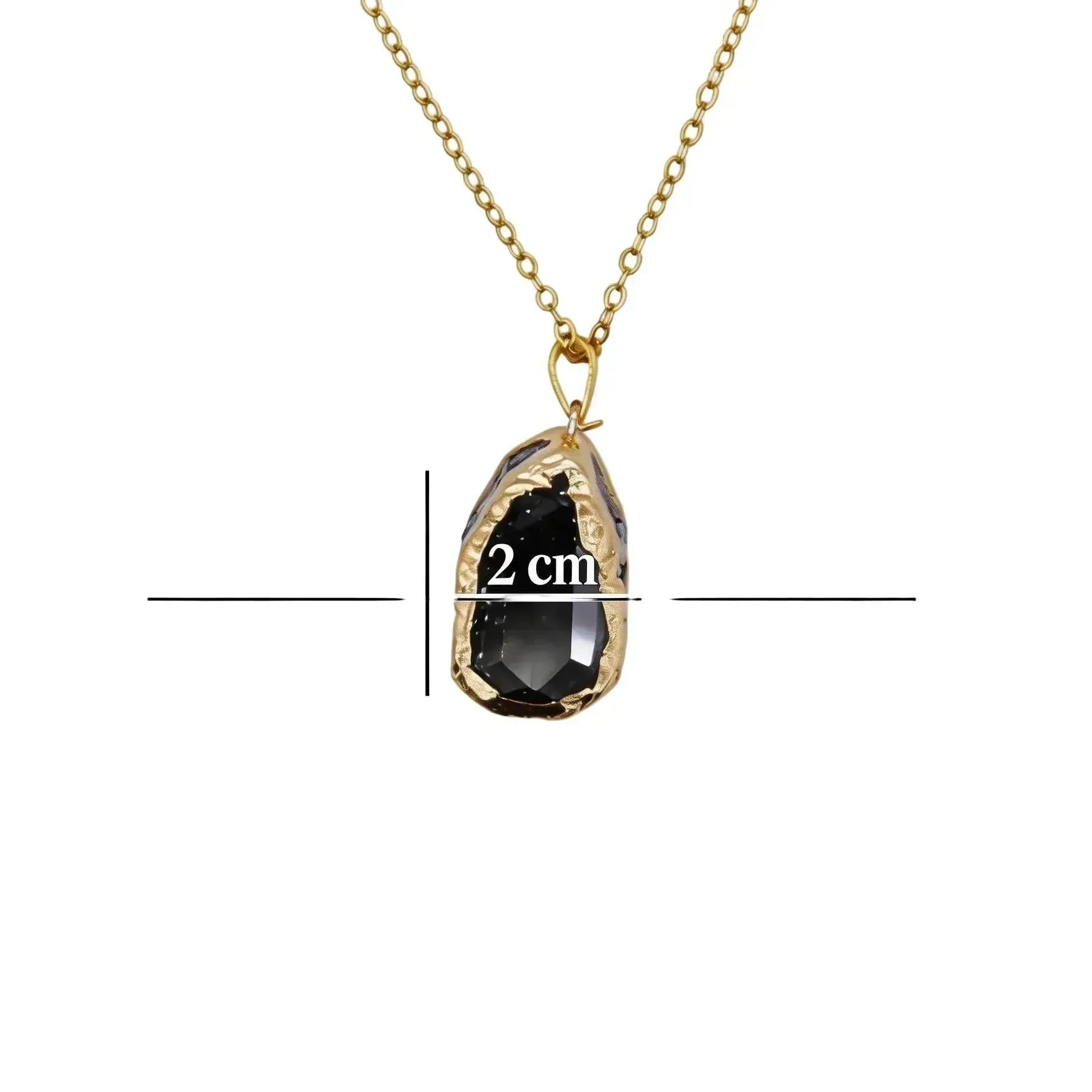 CHIGROVE Gold Wrapped Natural Black Crystal Pendant Necklace | Healing Jewelry for Women Meditation Gifts - ChiGrove