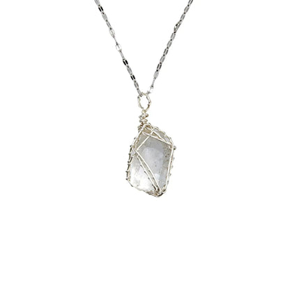 CHIGROVE Wire Wrapped Natural Clear Quartz Necklace | Healing Crystal Jewelry for Women Daily Wear & Gifting - ChiGrove