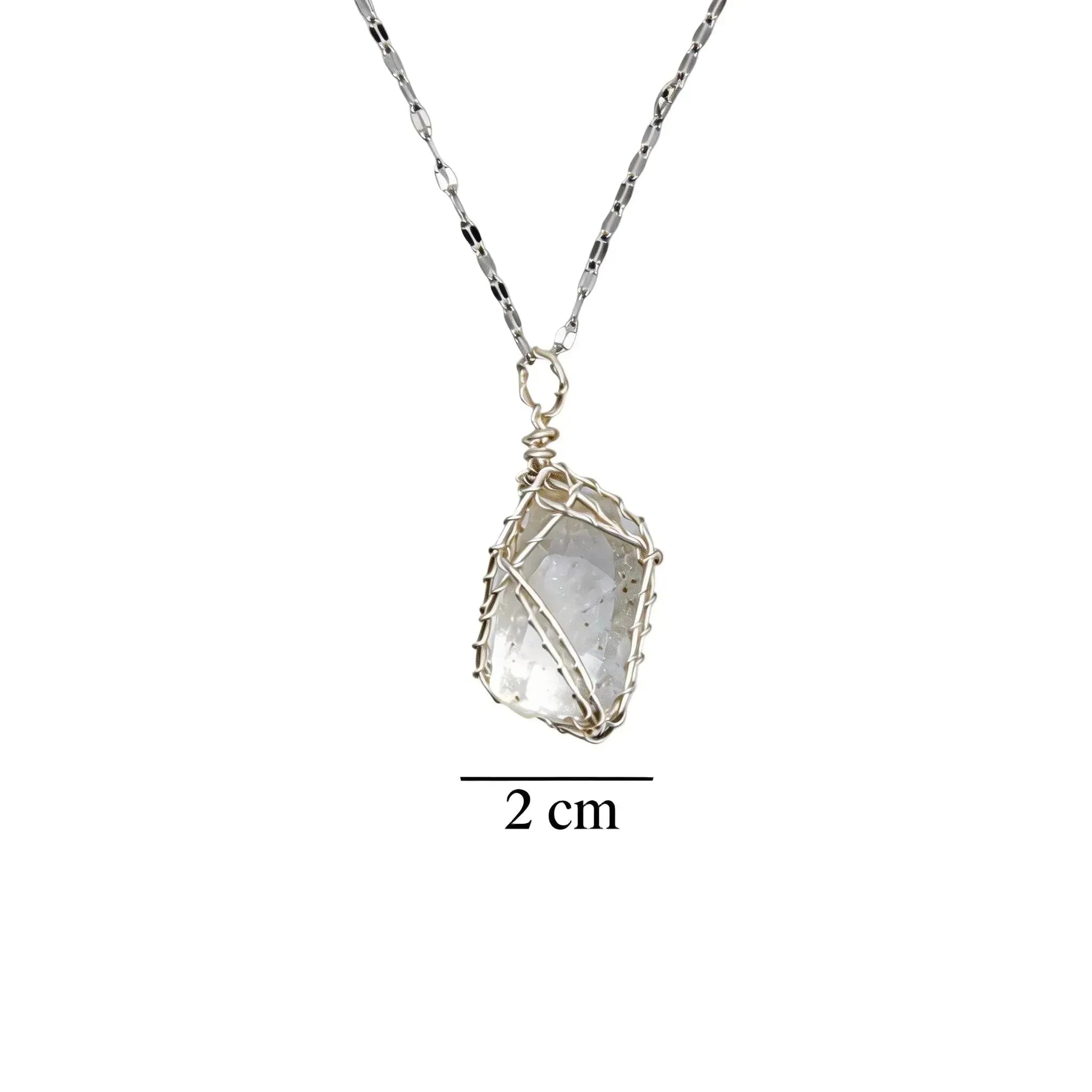CHIGROVE Wire Wrapped Natural Clear Quartz Necklace | Healing Crystal Jewelry for Women Daily Wear & Gifting - ChiGrove