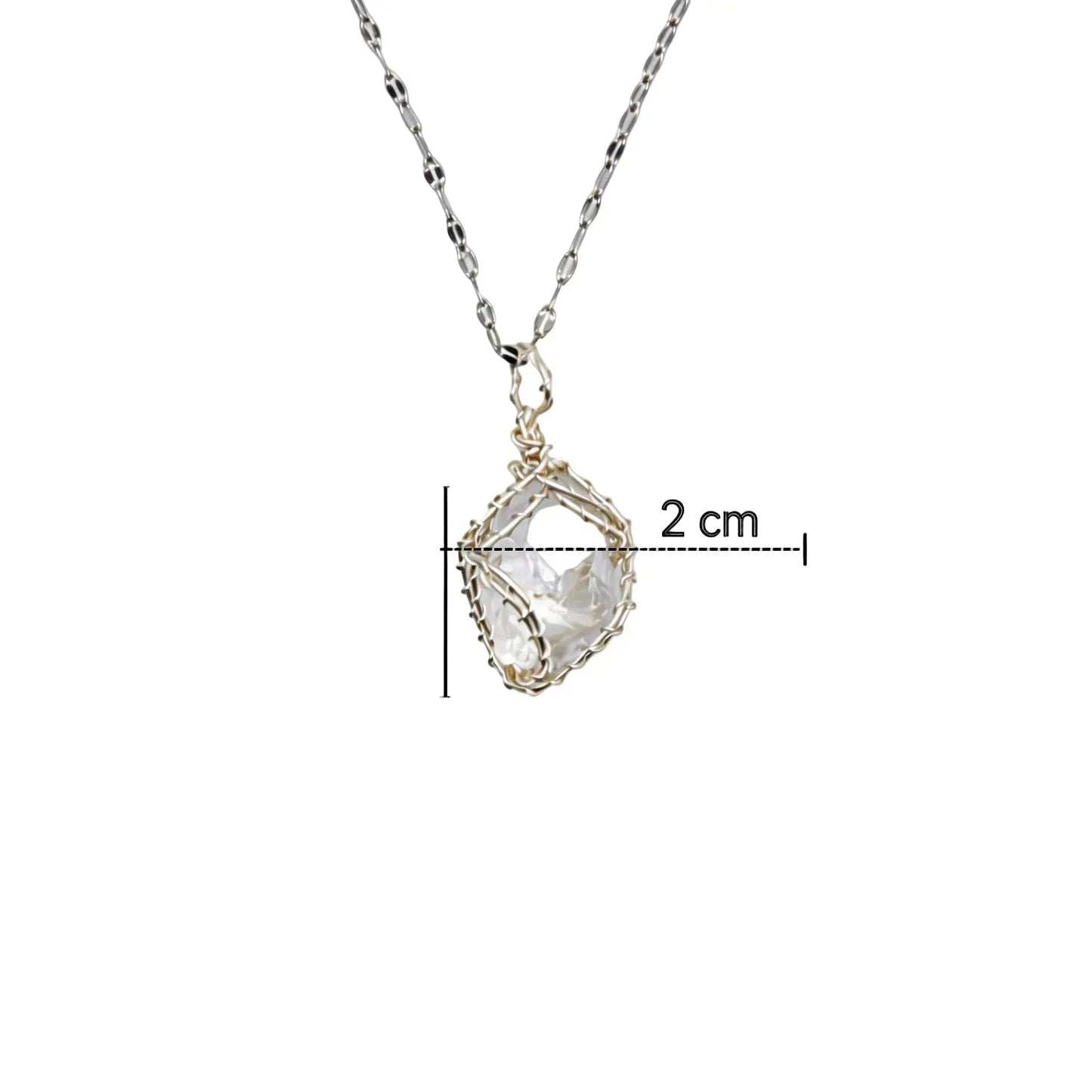 CHIGROVE Wire Wrapped Natural Clear Quartz Necklace | Healing Crystal Jewelry for Women Daily Wear & Self Care - ChiGrove