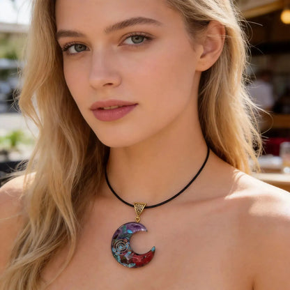 CHIGROVE 7 Chakra Crescent Moon Crystal Necklace | Healing Energy Jewelry for Meditation & Self Care - ChiGrove