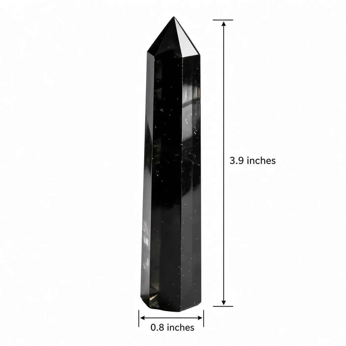 Obsidian crystal tower, 3.9" H × 0.8" W