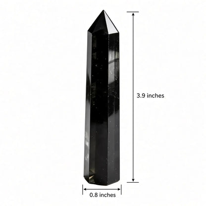 Obsidian crystal tower, 3.9" H × 0.8" W