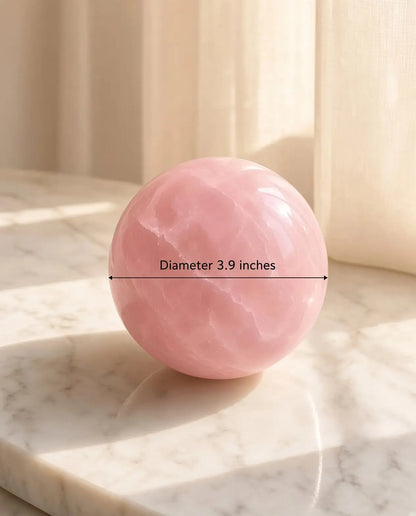 Rose quartz sphere, 3.9" diameter