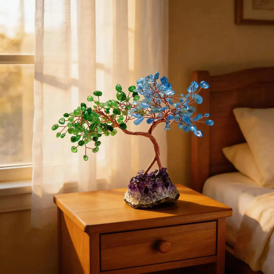 CHIGROVE Natural Crystal Money Tree | Healing Home Decor with Amethyst Base - ChiGrove
