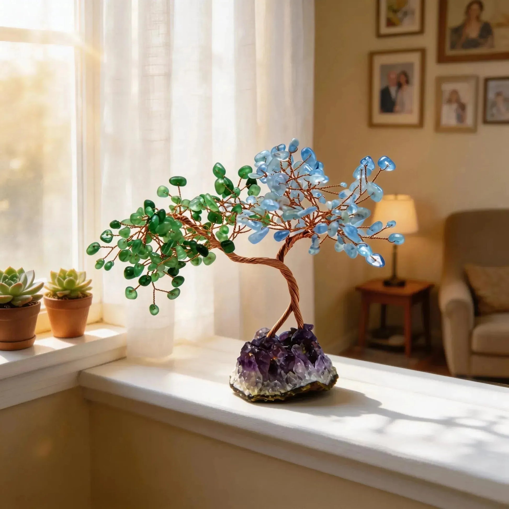 CHIGROVE Natural Crystal Money Tree | Healing Home Decor with Amethyst Base - ChiGrove